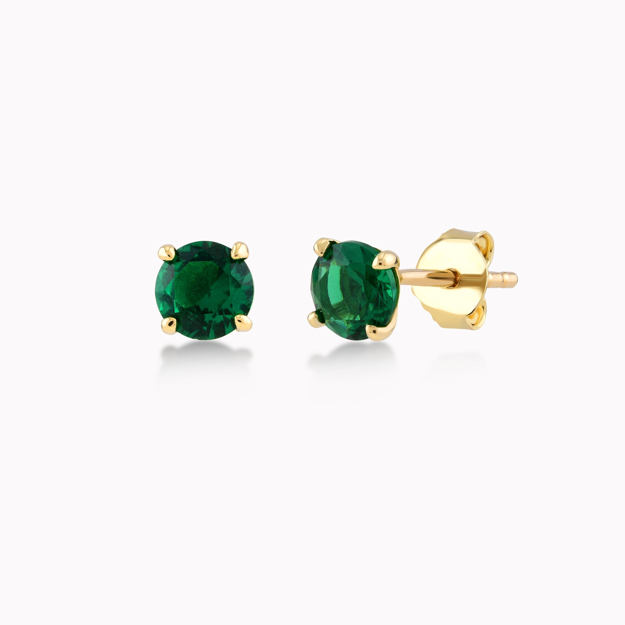 Cercei Aur Galben 14K Cu Zirconiu Verde, Solitar 4 Gherute 0.88gr