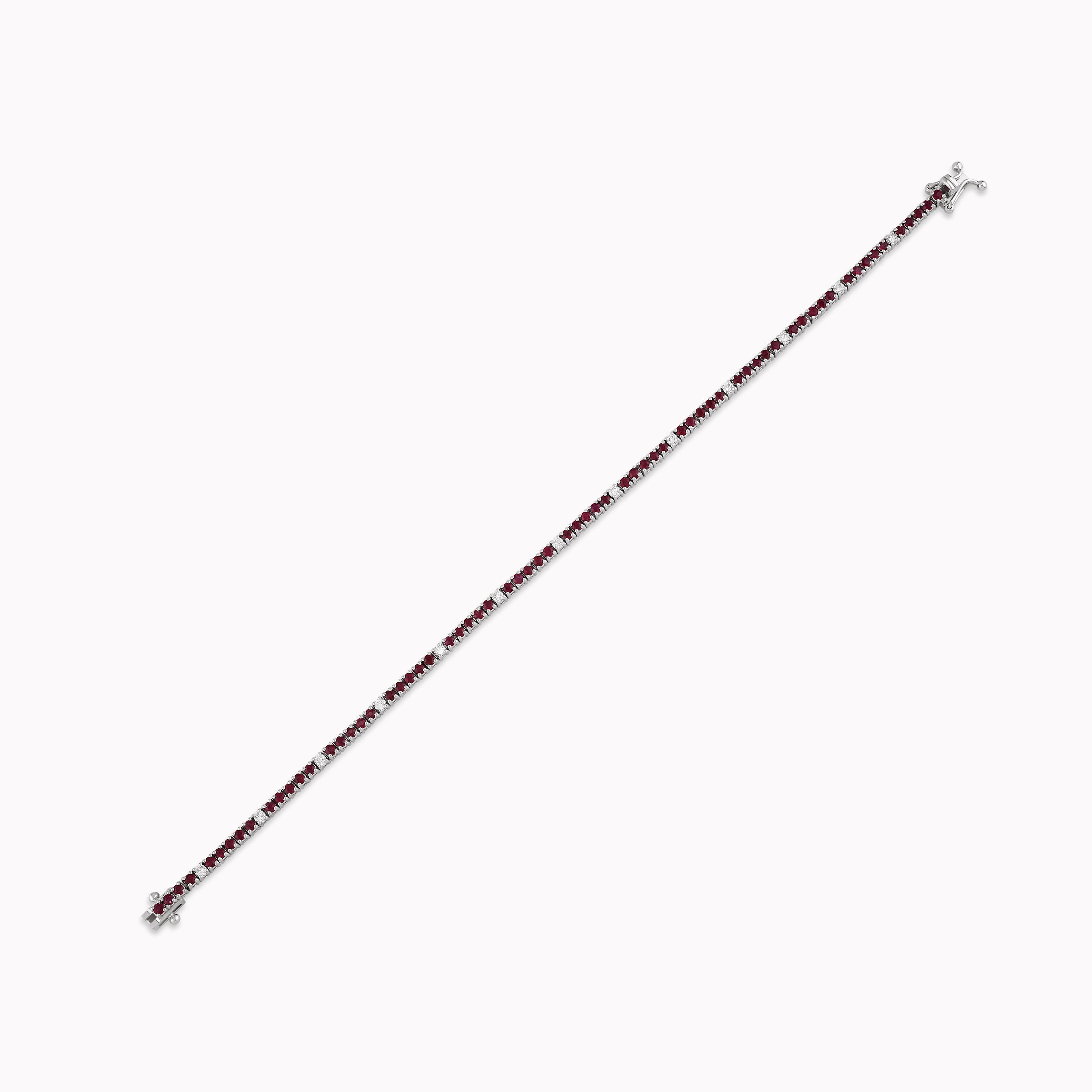 Bratara Tennis Aur Alb 14K cu Diamante si Rubine 0.41ct