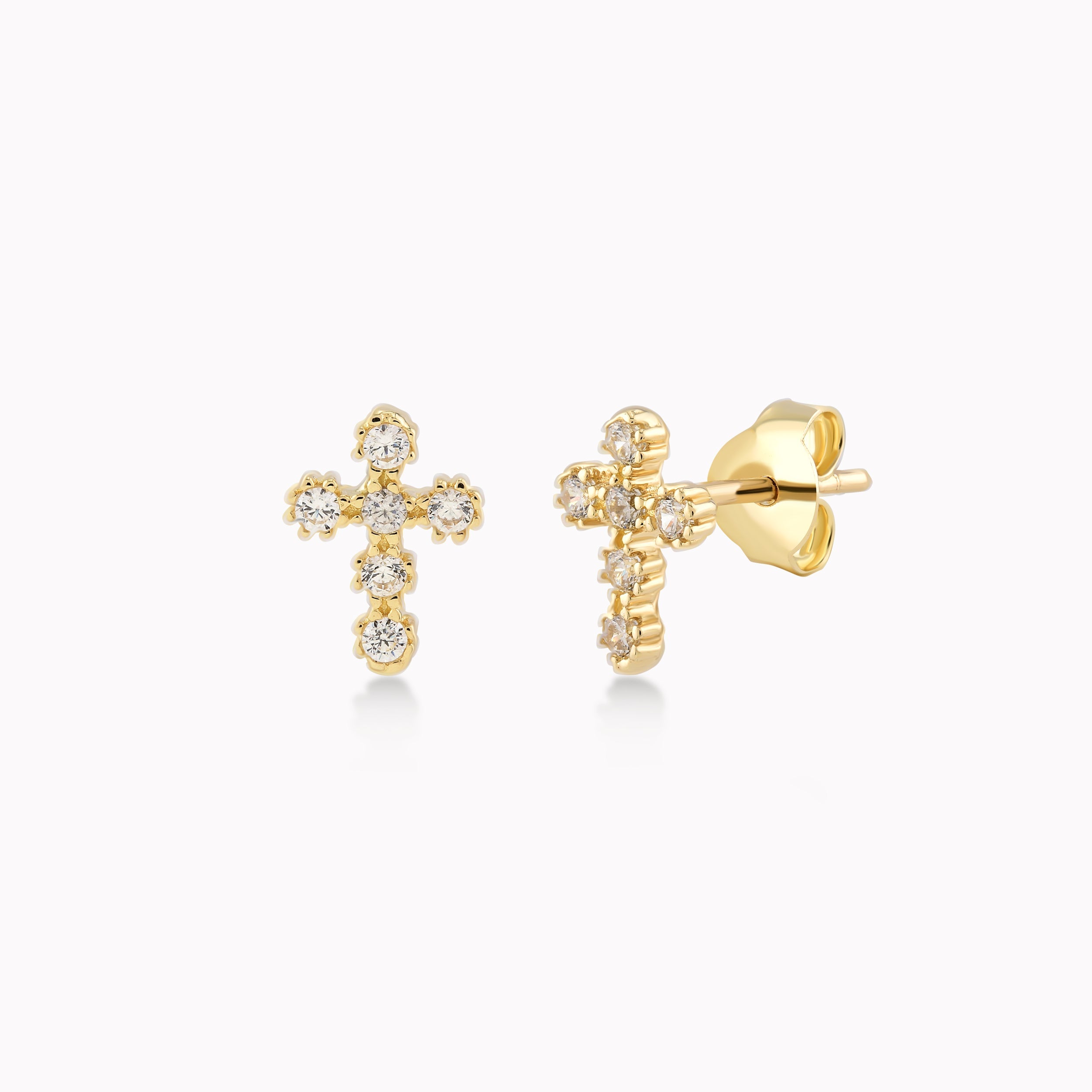 Cercei Aur Galben 14K Cu Zirconiu, Cruce 1.04gr