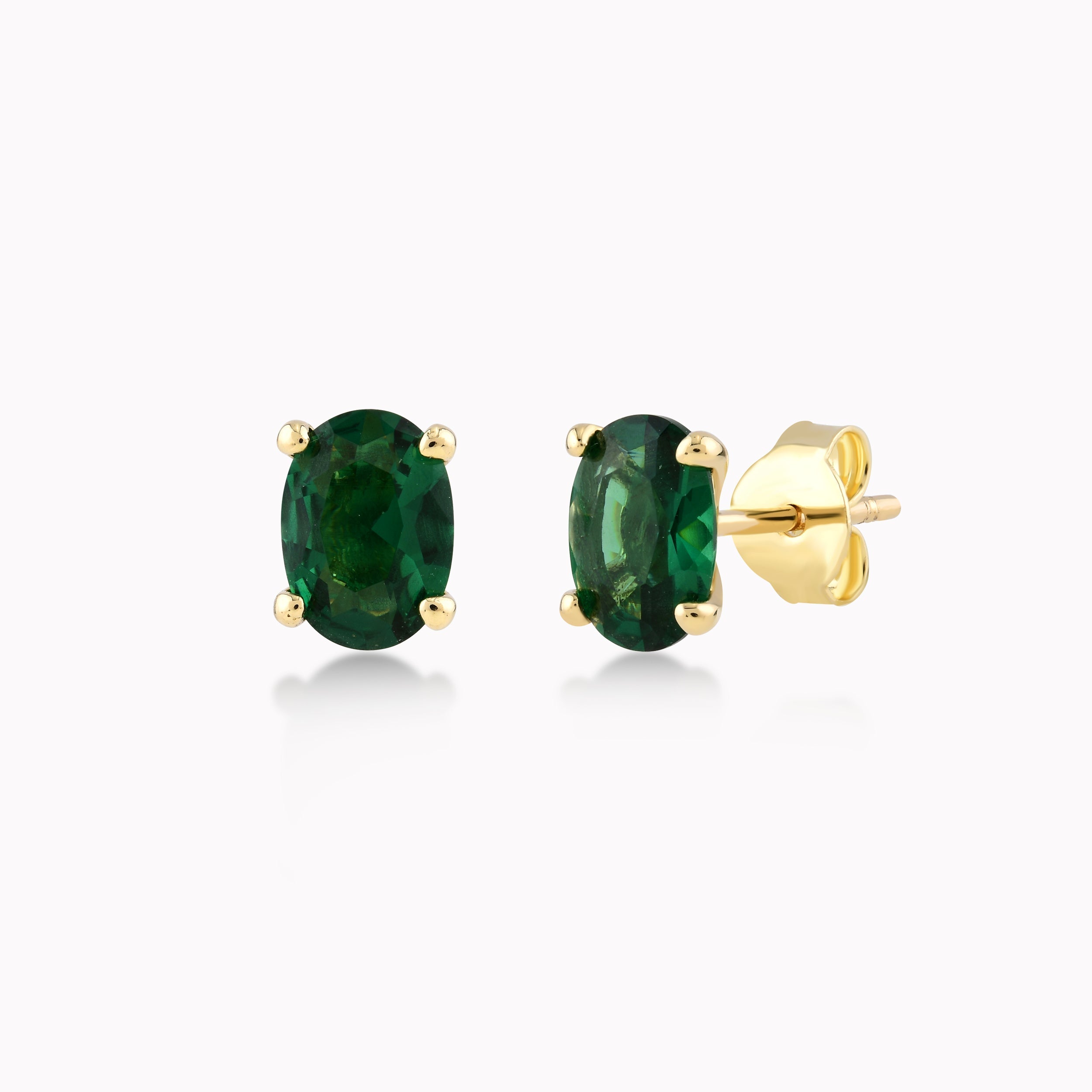 Cercei Aur Galben 14K Cu Zirconiu Verde, Solitar 4 Gherute 1.06gr