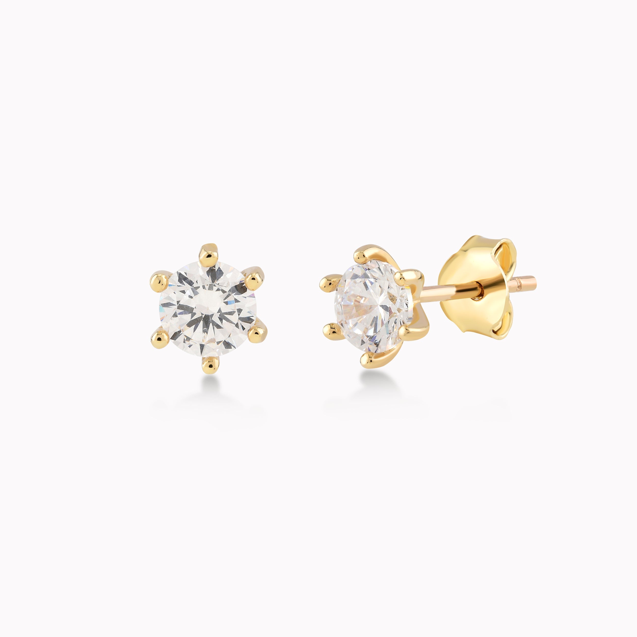 Cercei Aur Galben 14K Cu Zirconiu, Solitar 6 Gherute 1.22gr