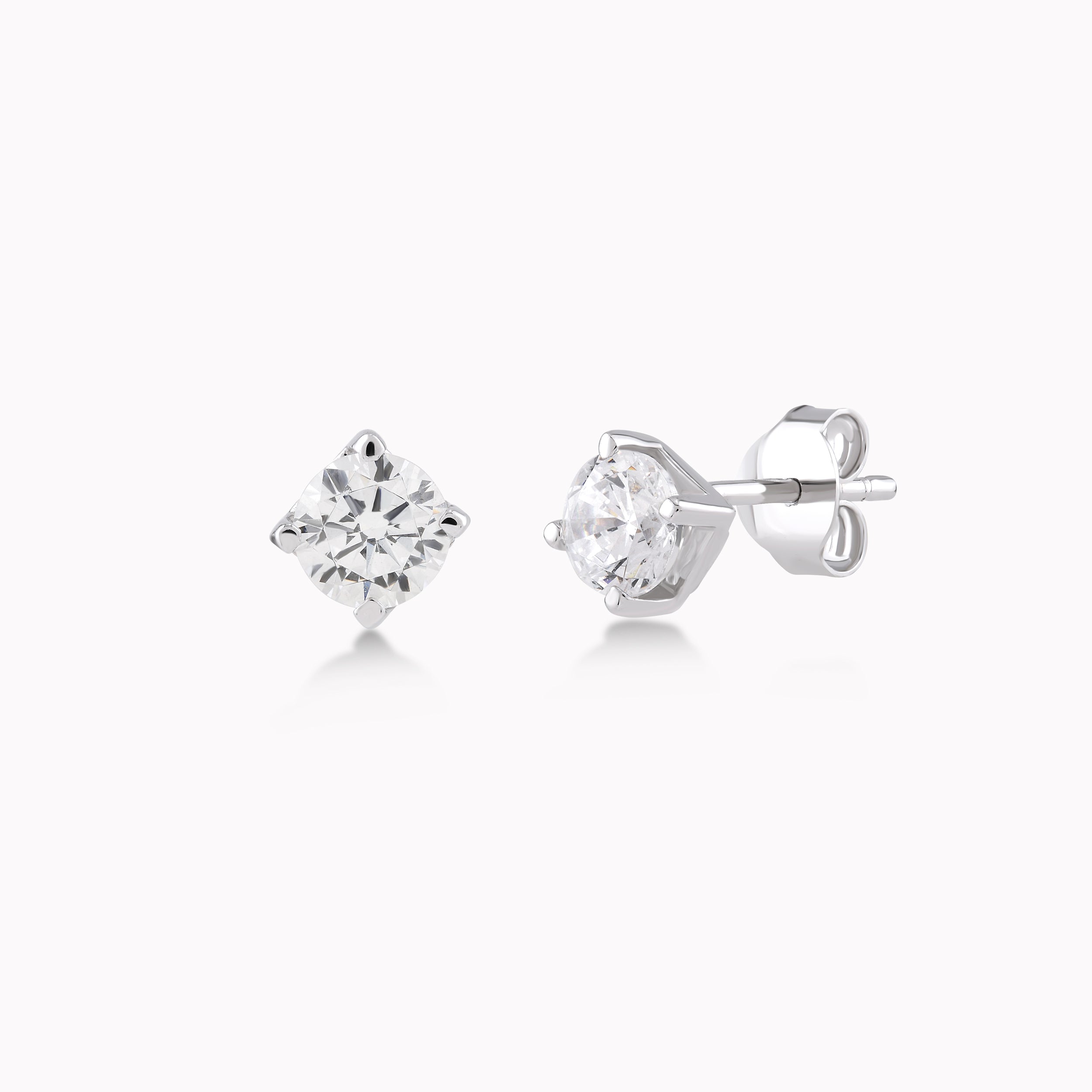 Cercei Aur Alb 14K Cu Zirconiu Alb, Solitar 4 Gherute 1.24gr