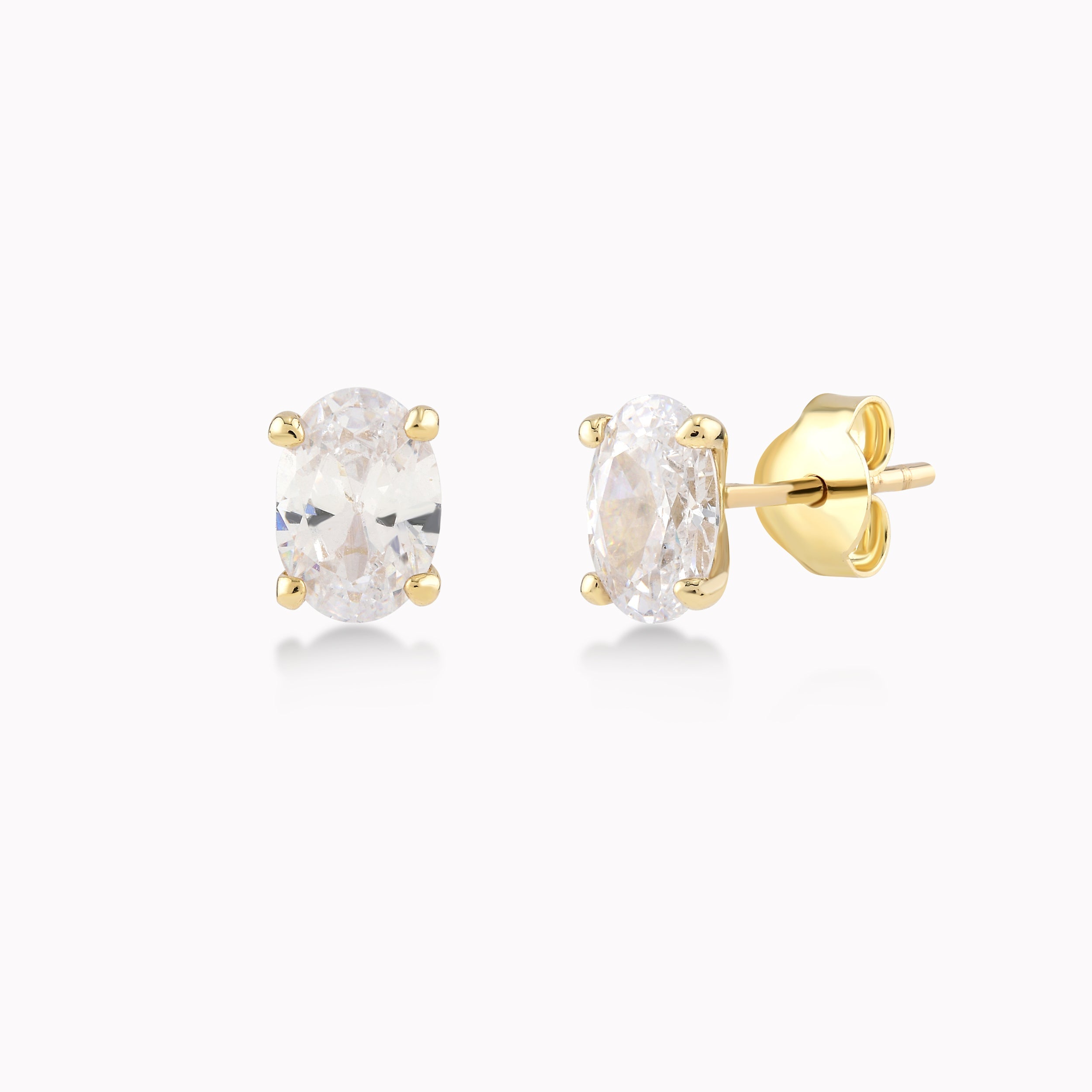 Cercei Aur Galben 14K Cu Zirconiu, Solitar 1.29gr