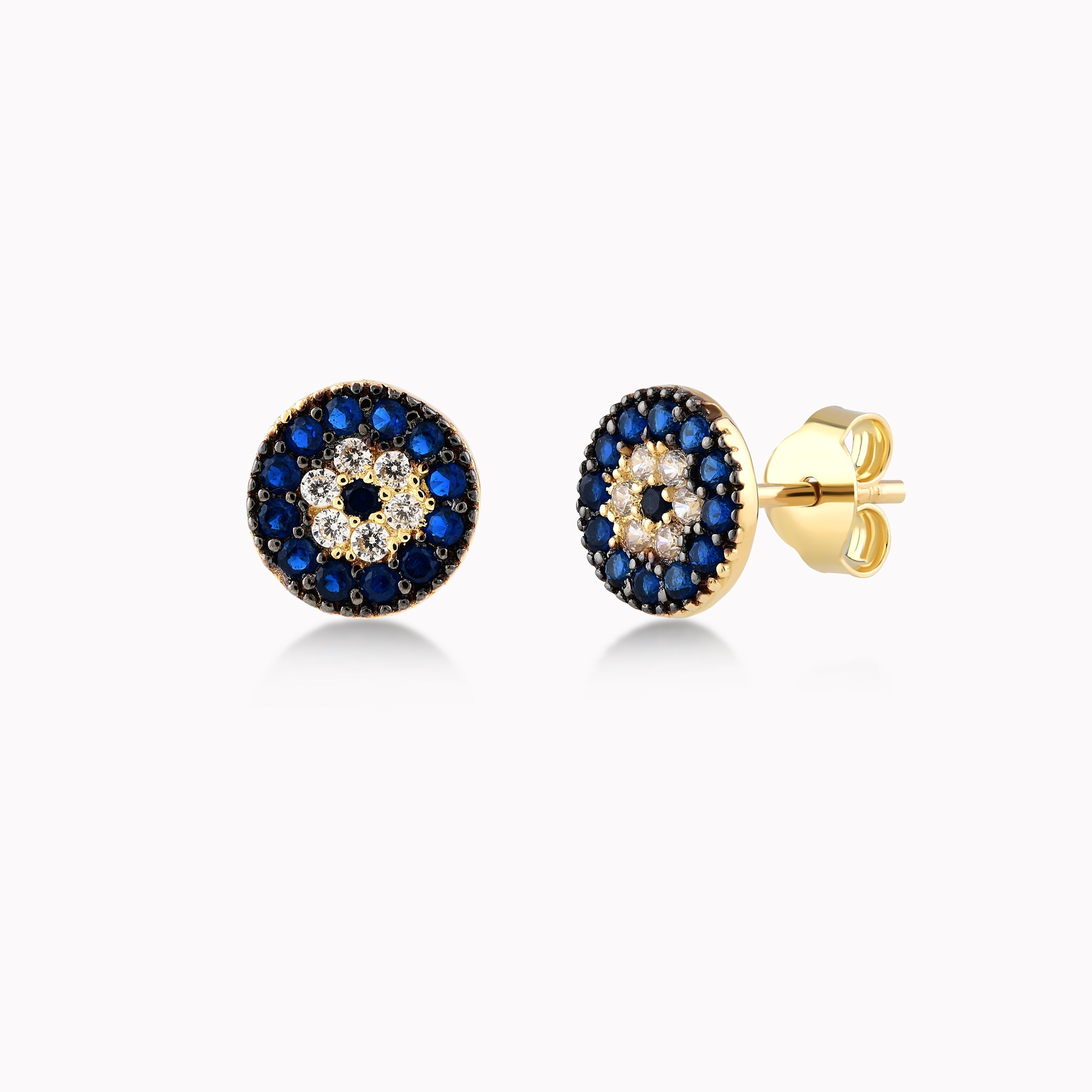 Cercei Aur Galben 14K Cu Zirconiu Alb Si Bleu 1.45gr