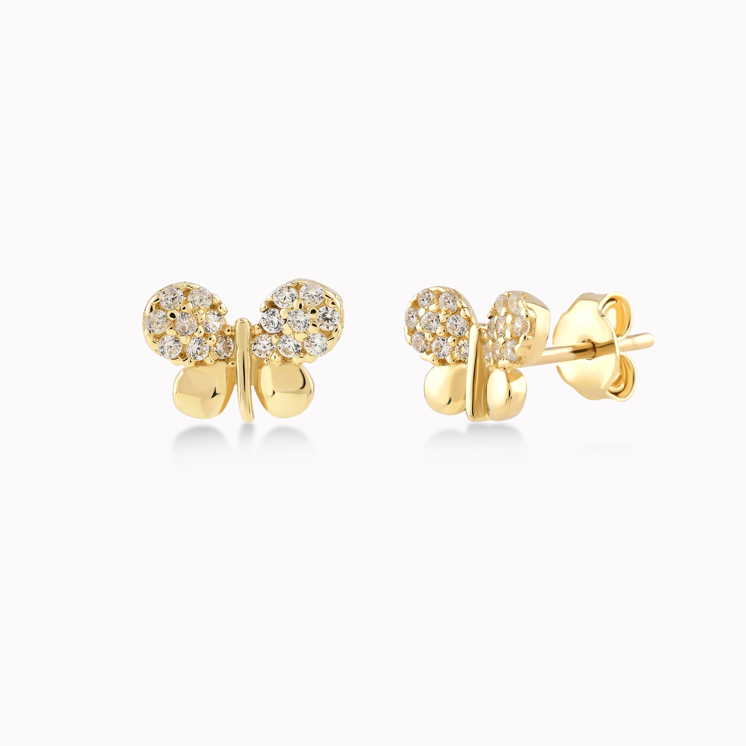 Cercei Aur Galben 14K Cu Zirconiu, Fluture 1.55gr
