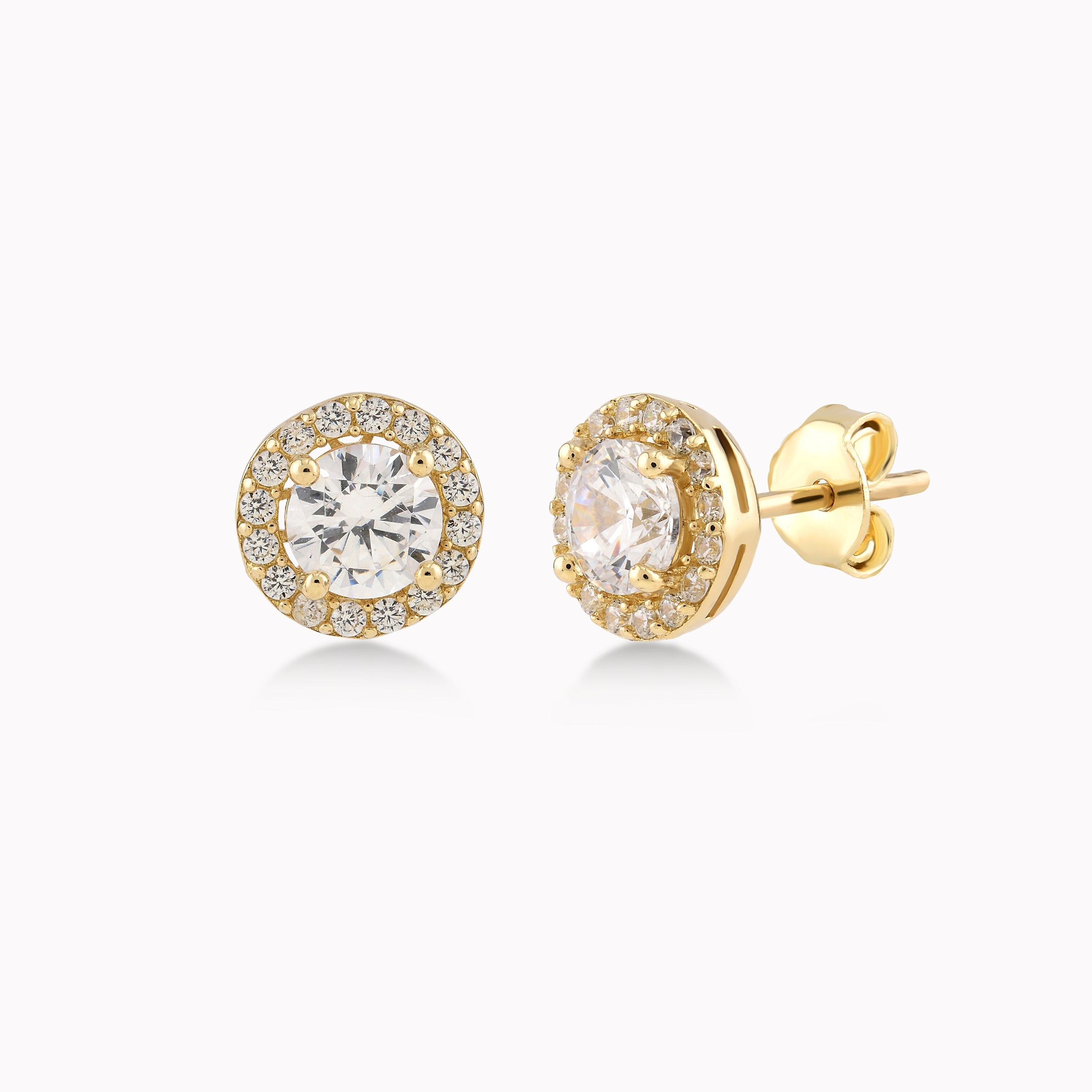 Cercei Aur Galben 14K Cu Zirconiu Alb, Solitar 1.65gr