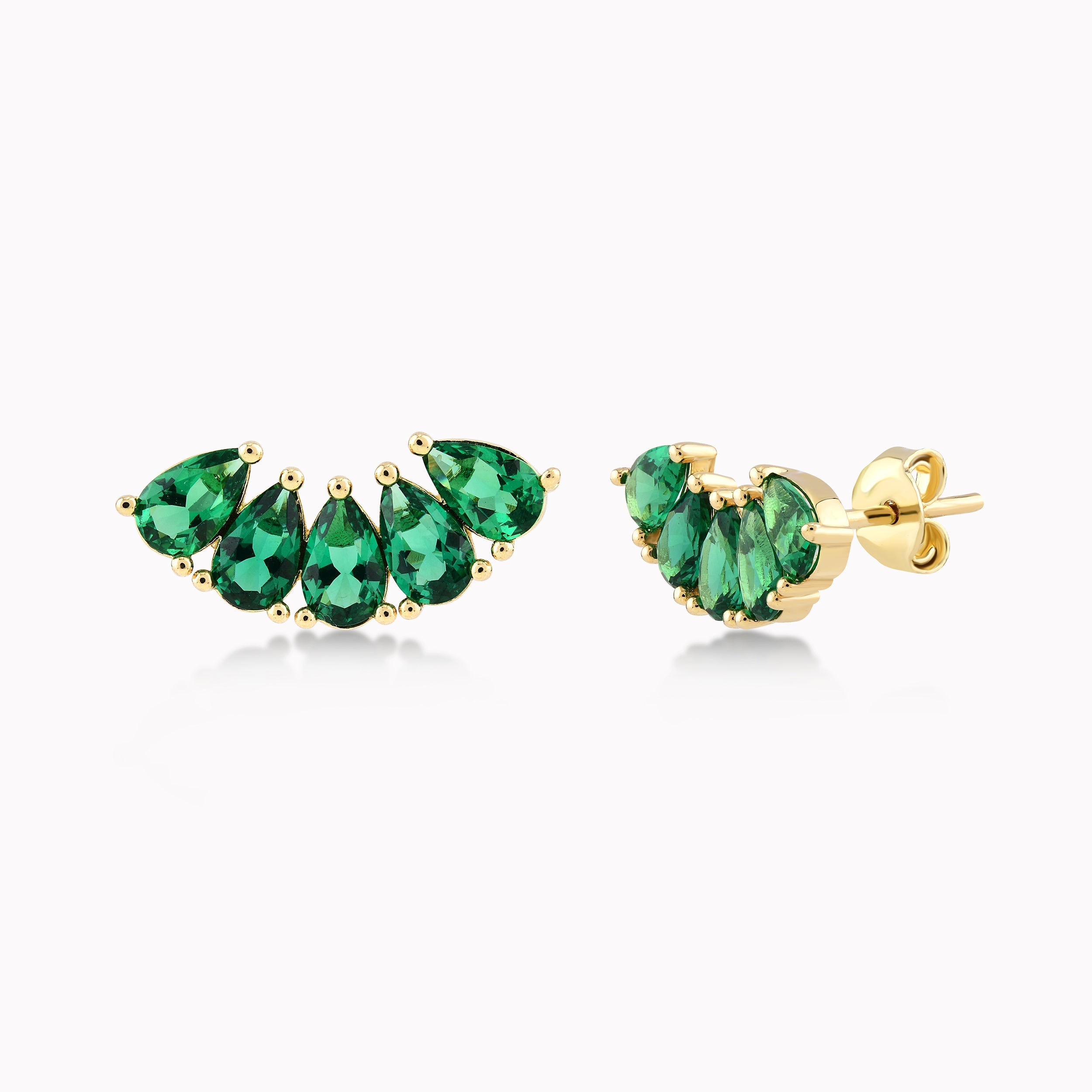 Cercei Aur Galben 14K Cu Zirconiu Verde 1.77gr