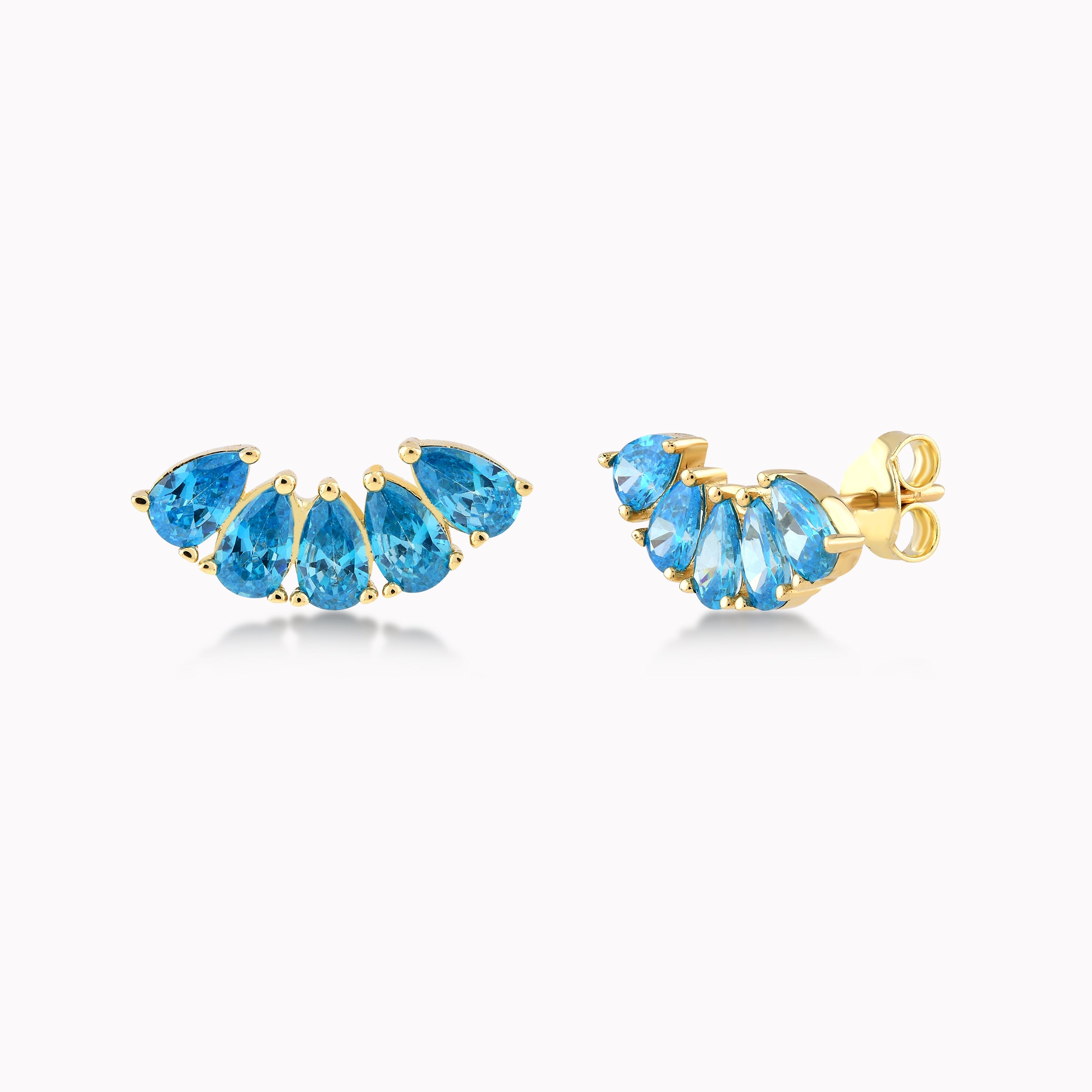 Cercei Aur Galben 14K Cu Zirconiu Bleu 2.05gr