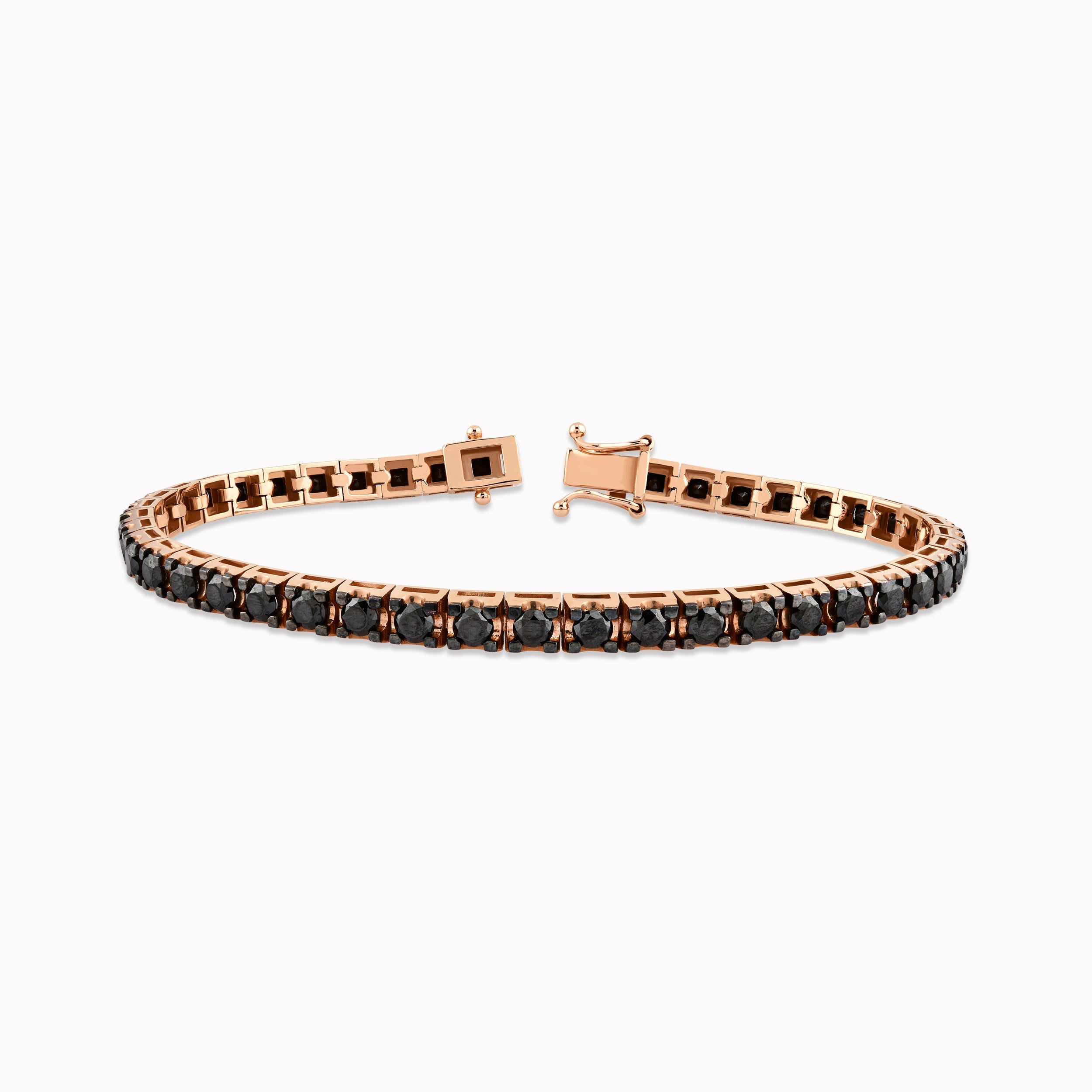 Bratara Tennis Aur Roz 14K cu Diamante negre 3.02ct