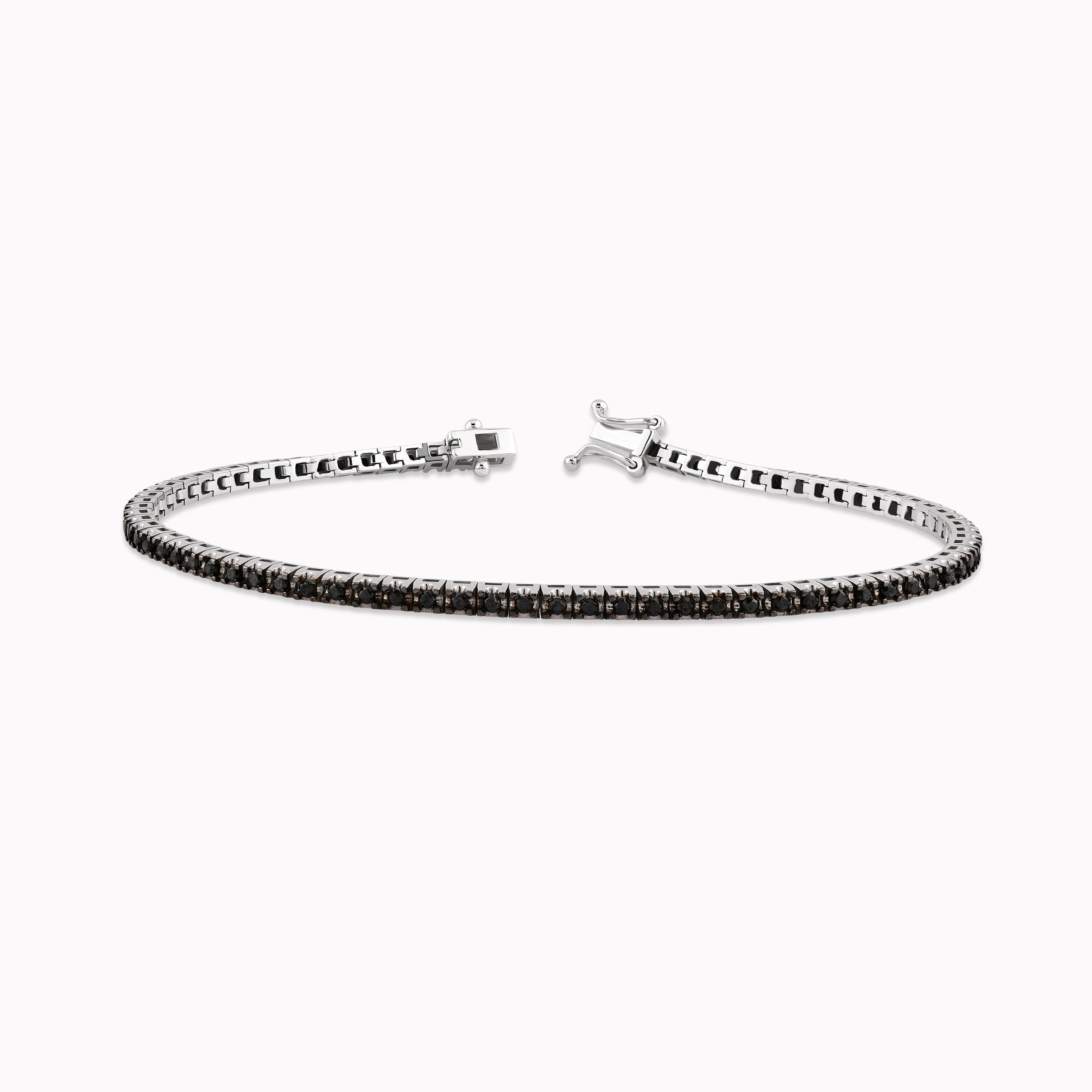 Bratara Tennis Aur Alb 14K cu Diamante Negre 3.25ct