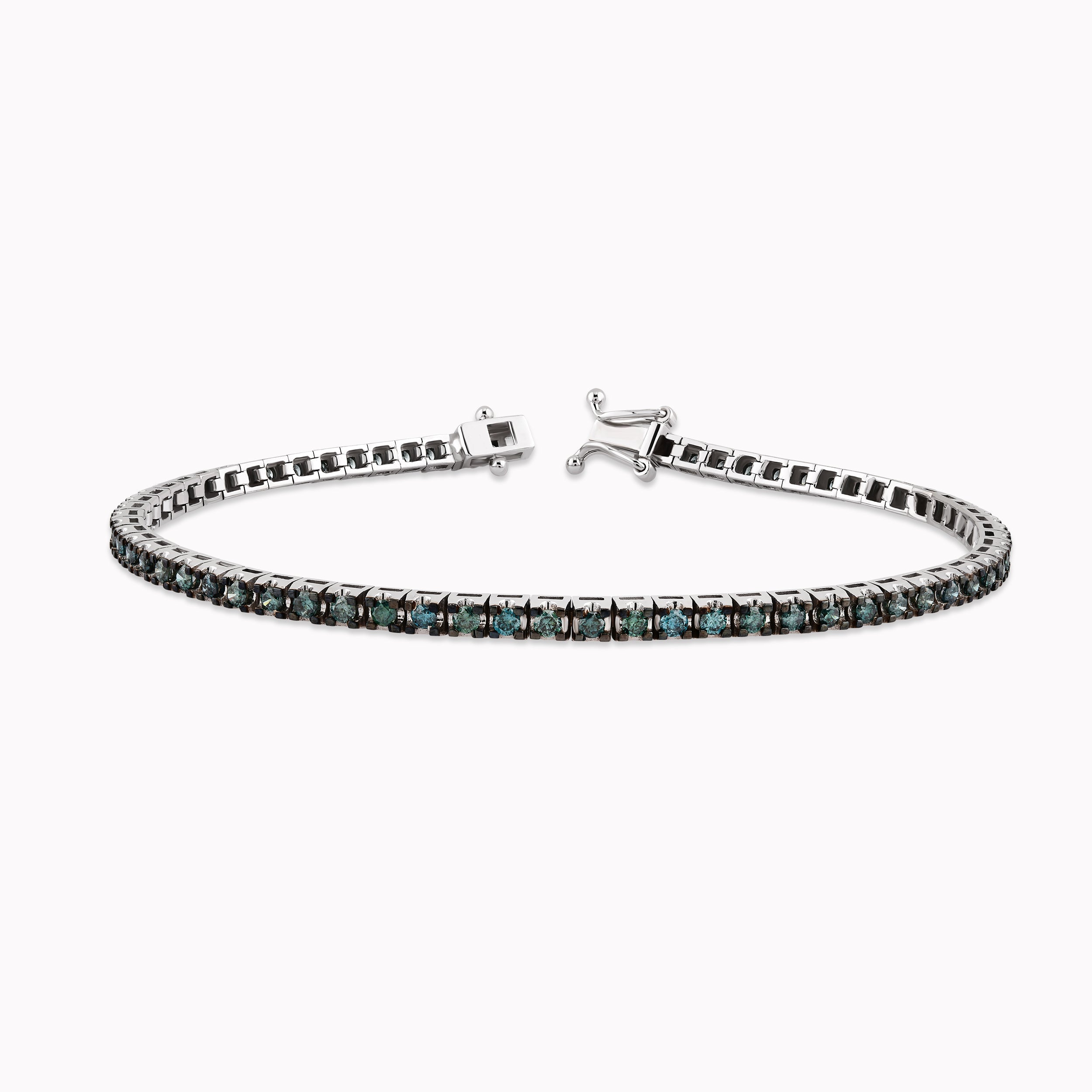 Bratara Tennis Aur Alb 14K cu Diamante Bleu 1.81ct