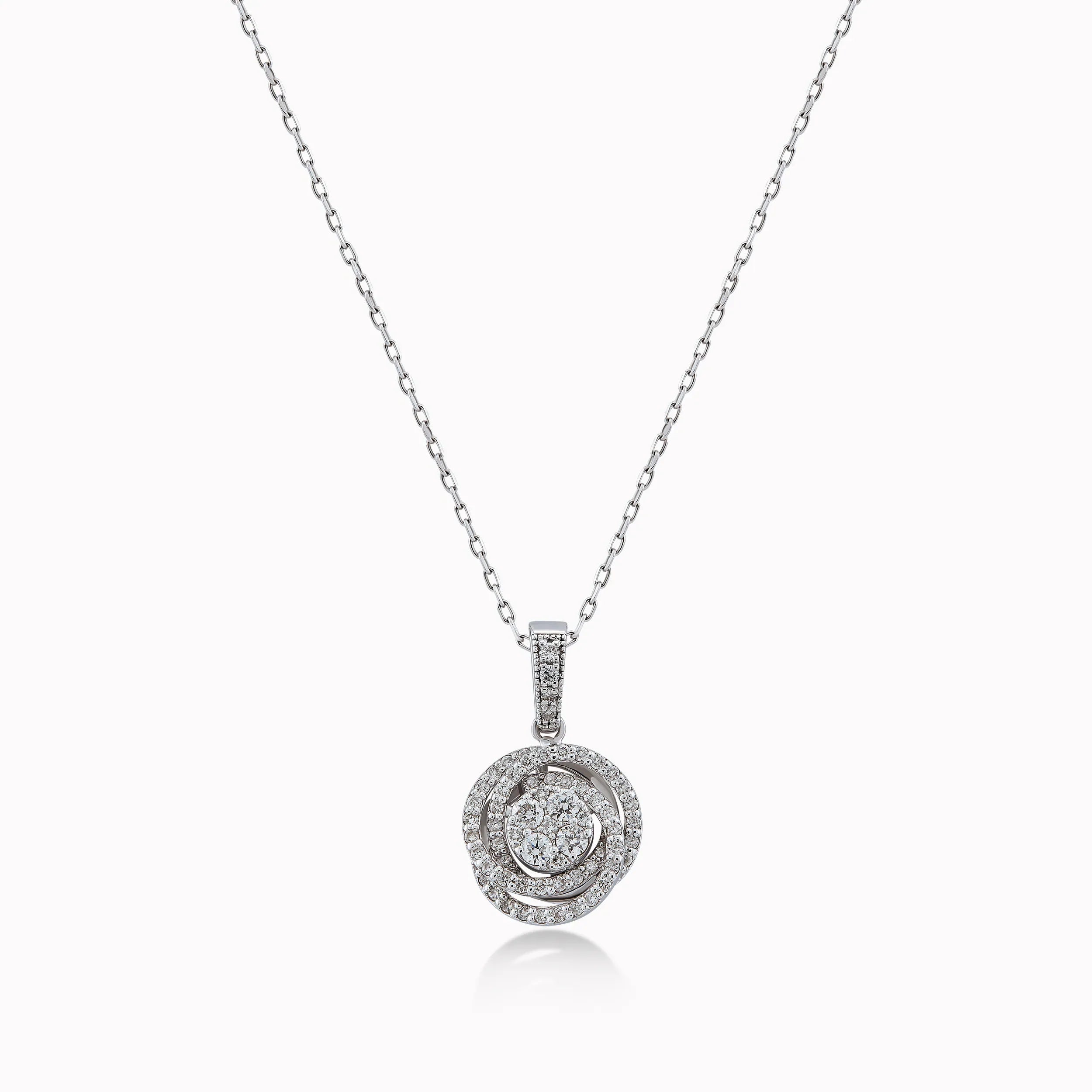 Lant cu Pandantiv Aur Alb 14K cu Diamante 0.32ct