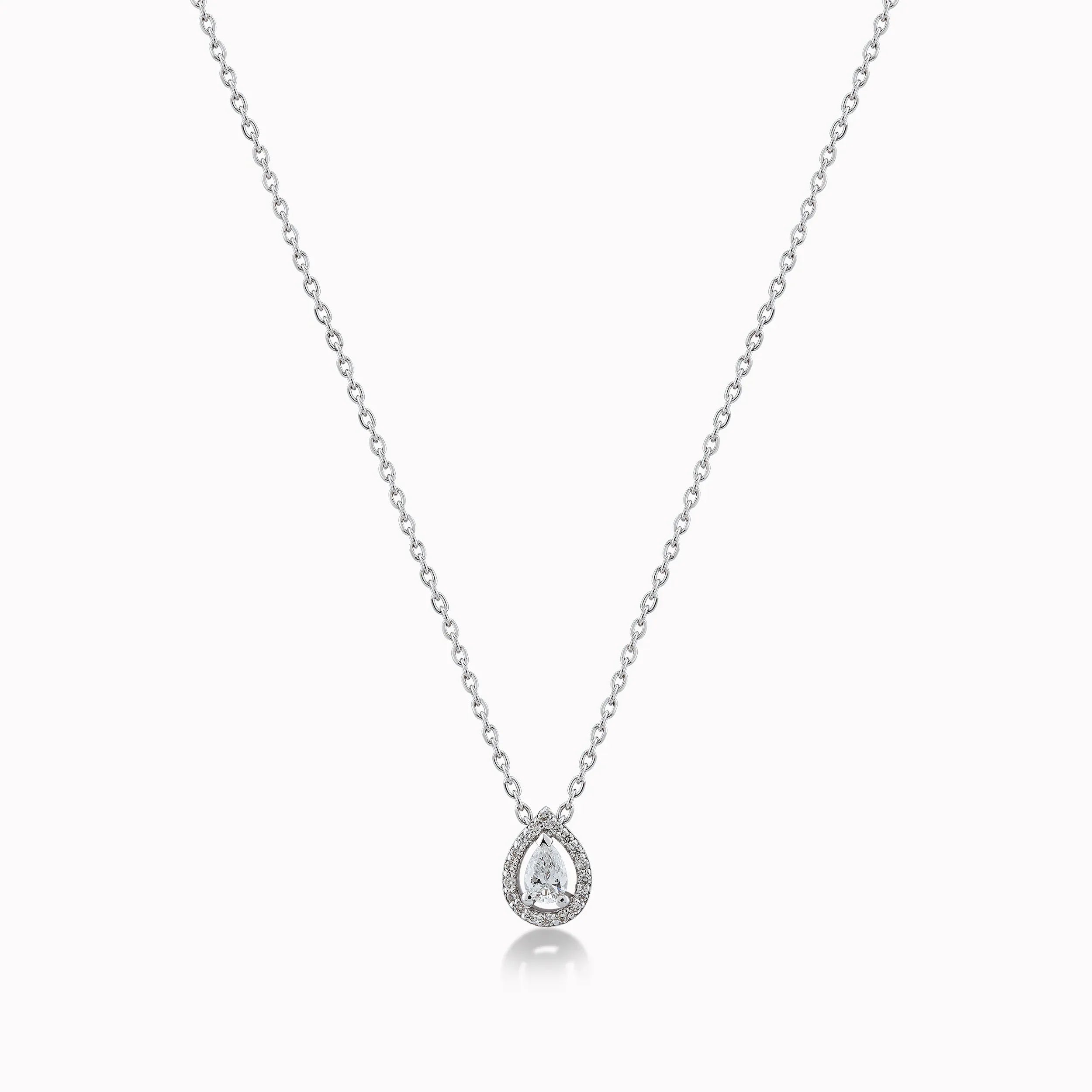 Lant cu Pandantiv Aur Alb 14K cu Diamante 0.15ct