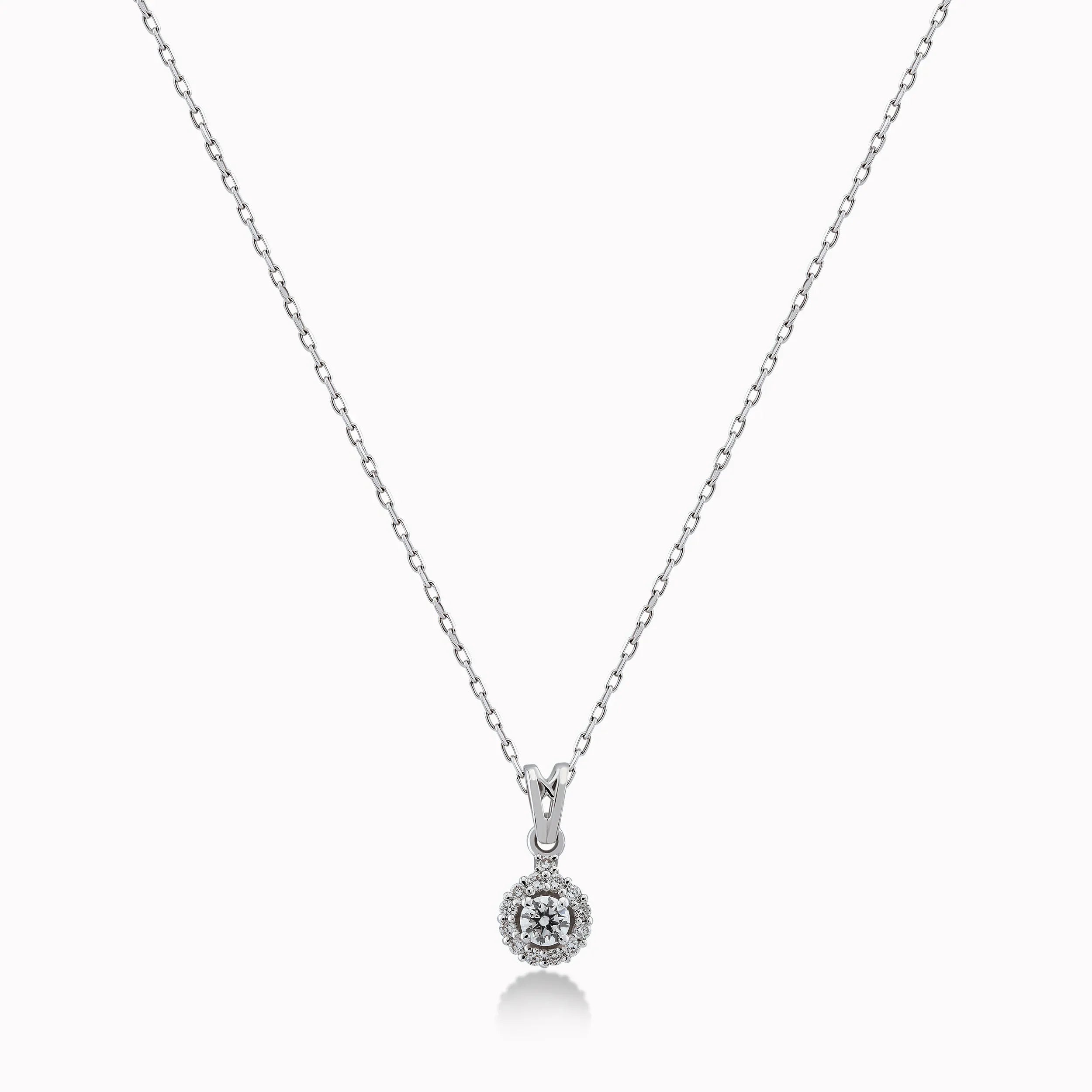Lant cu Pandantiv Aur Alb 18K cu Diamante 0.30ct