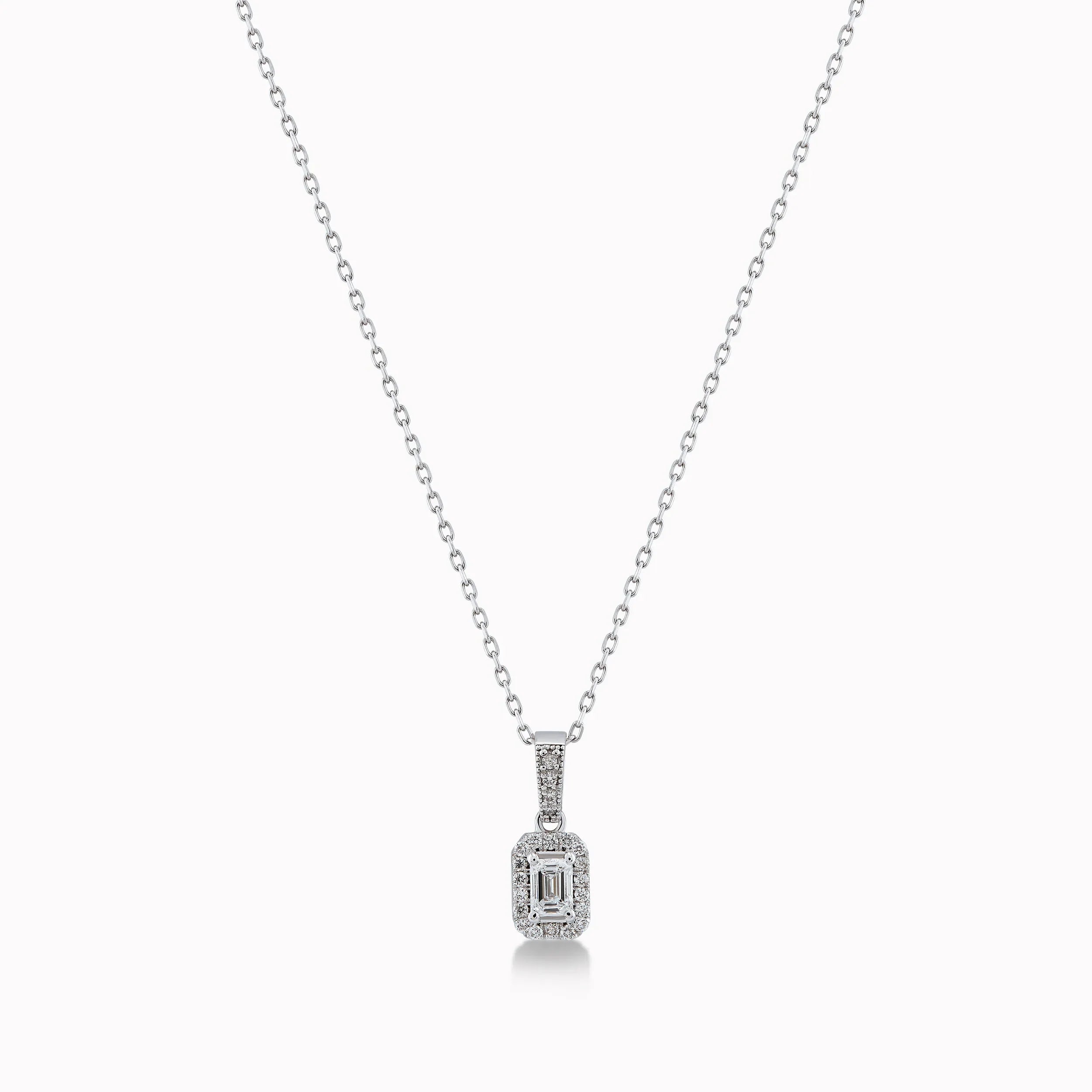 Lant cu Pandantiv Aur Alb 18K cu Diamante 0.36ct