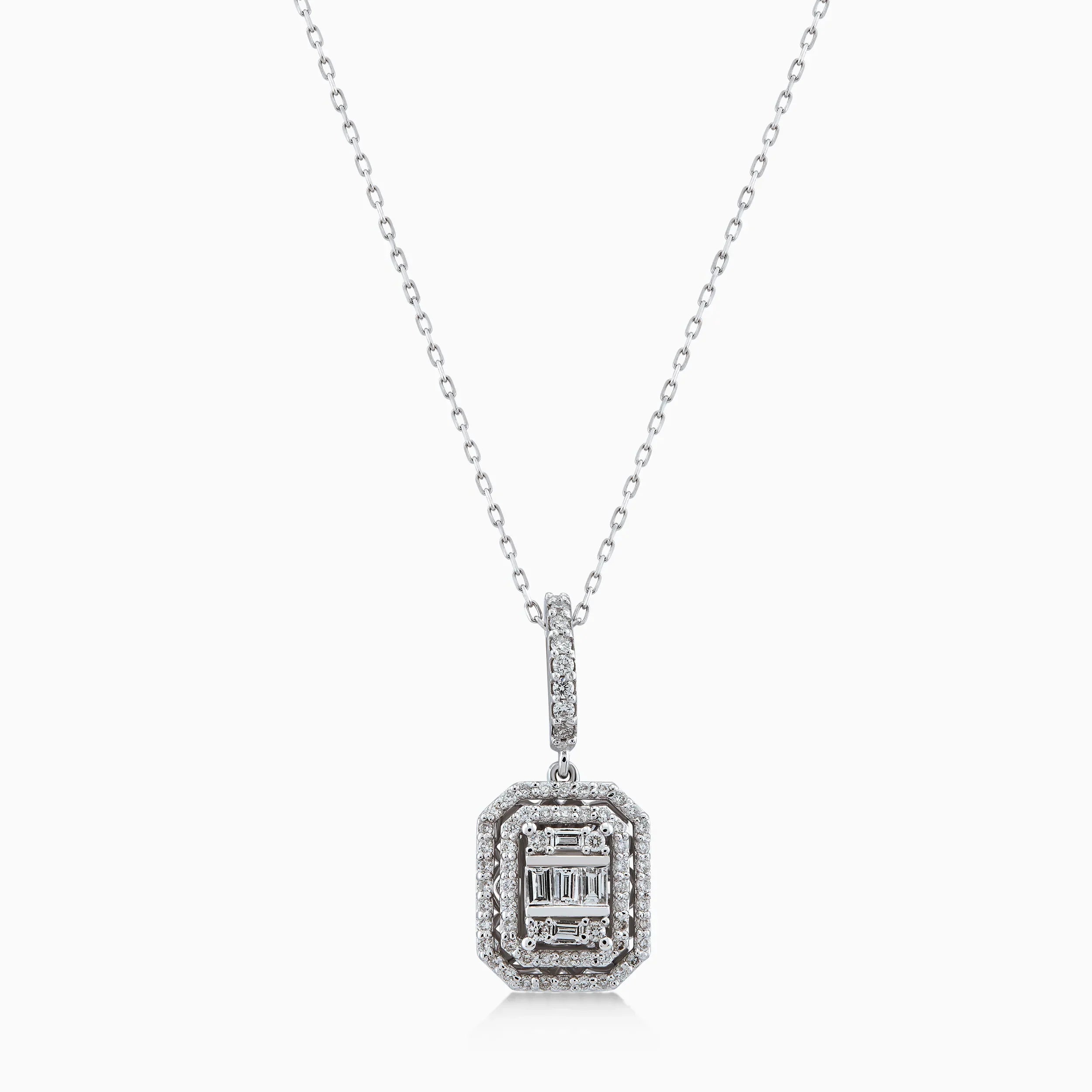 Lant cu Pandantiv Aur Alb 14K cu Diamante 0.44ct