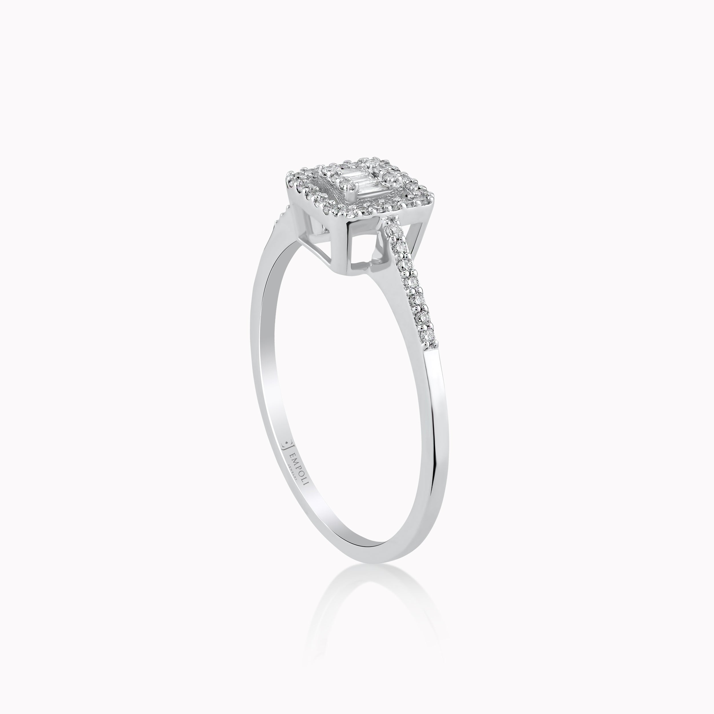 Inel Aur Alb 14K cu Diamante 0.18ct