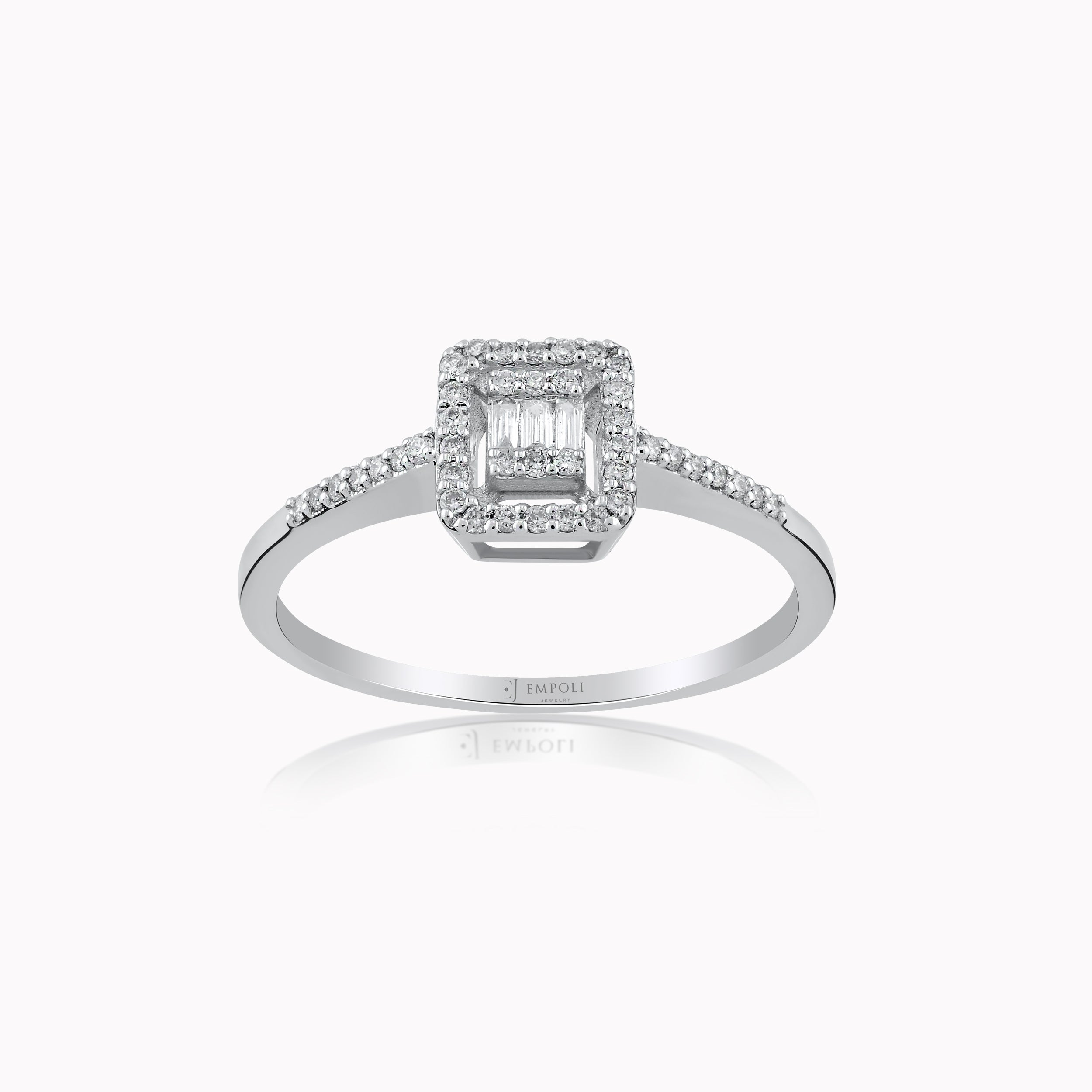 Inel Aur Alb 14K cu Diamante 0.18ct
