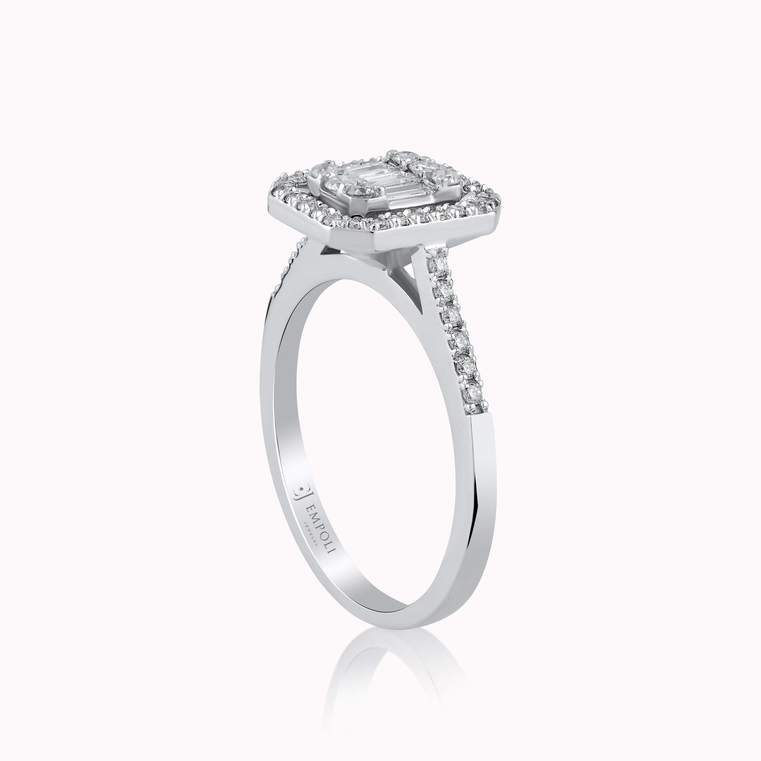 Inel Aur Alb 14K cu diamante 0.24ct