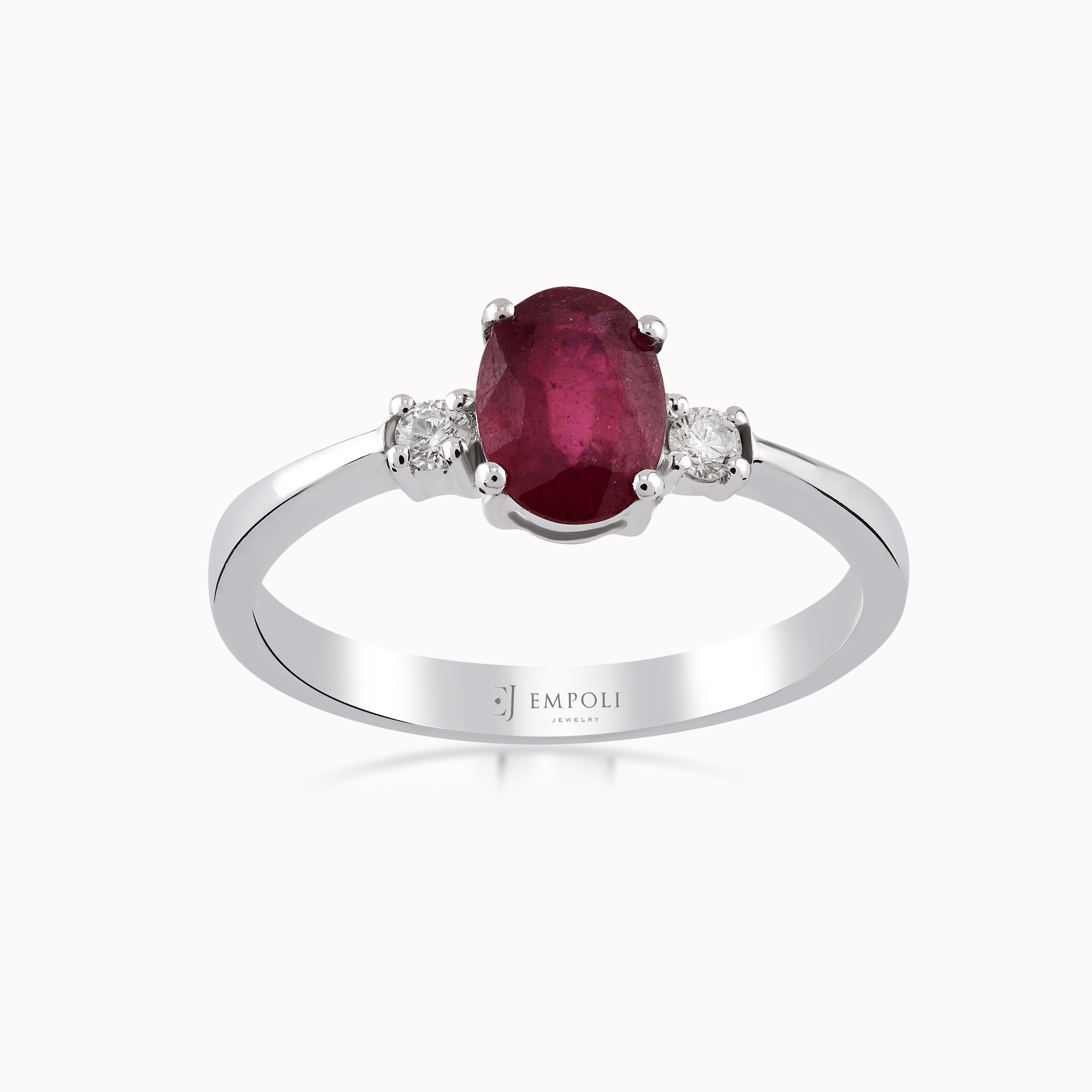 Inel Aur Alb 14K Cu Diamante Si Rubin 0.06ct