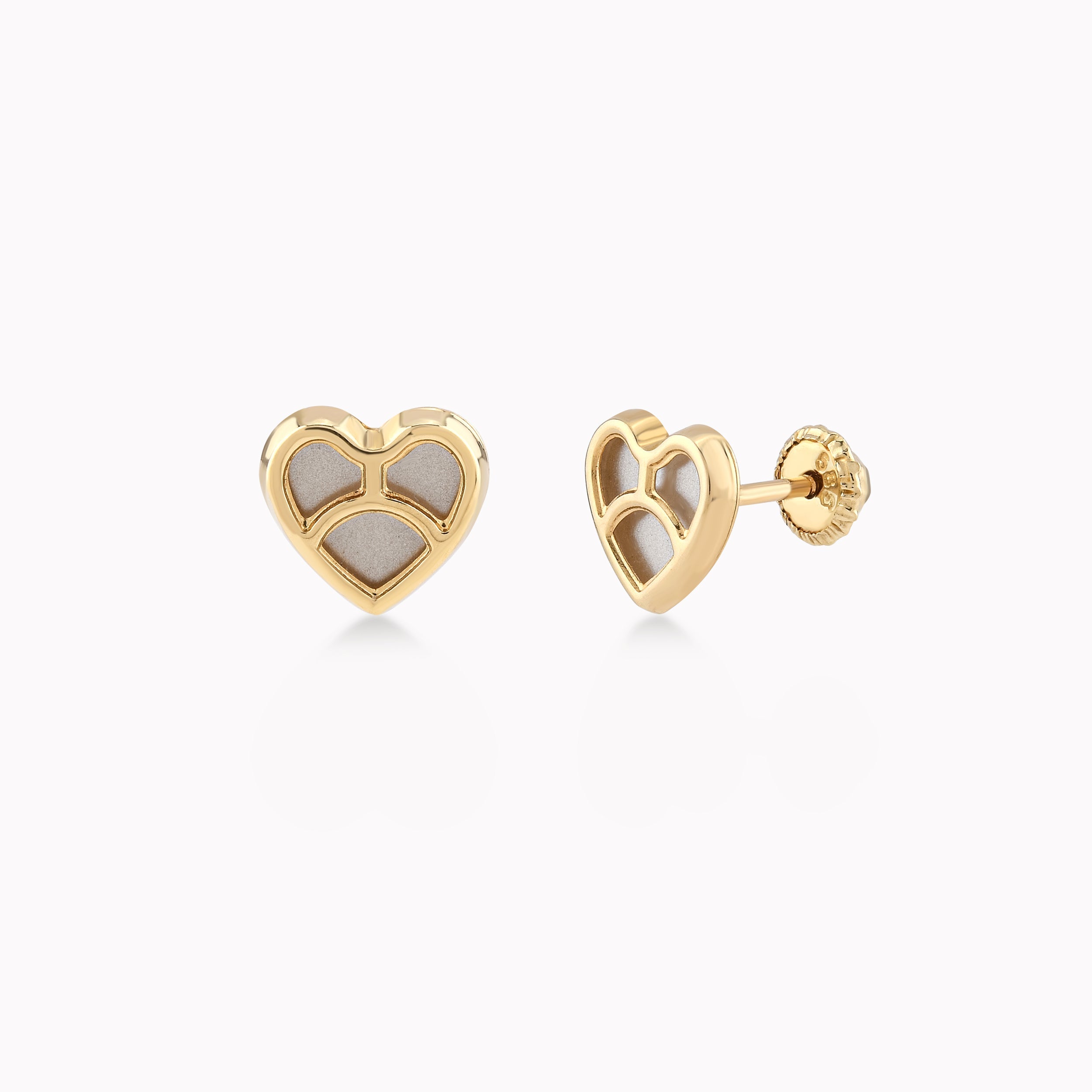 Cercei Aur Galben 14k Cu Sidef, Inima, Protectie 0.45gr