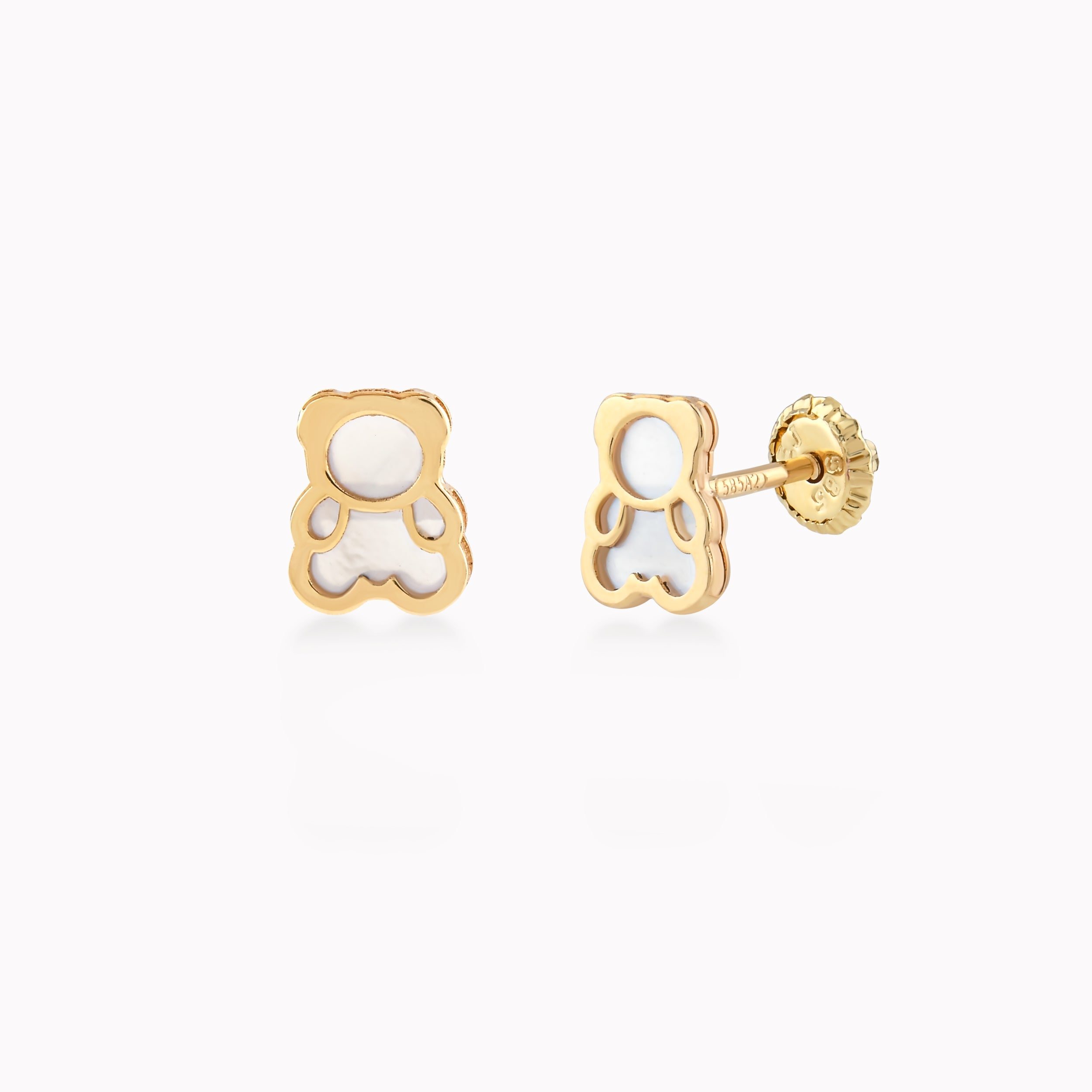 Cercei Aur Galben 14k Cu Sidef, Urs, Protectie 0.40gr