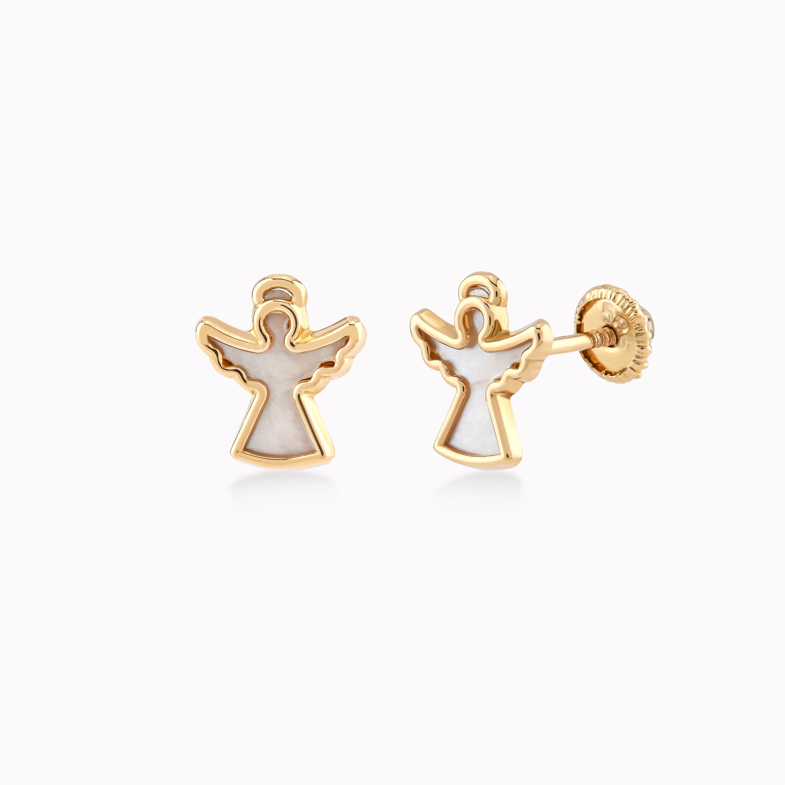 Cercei Aur Galben 14k Cu Sidef, Inger, Protectie 0.36gr