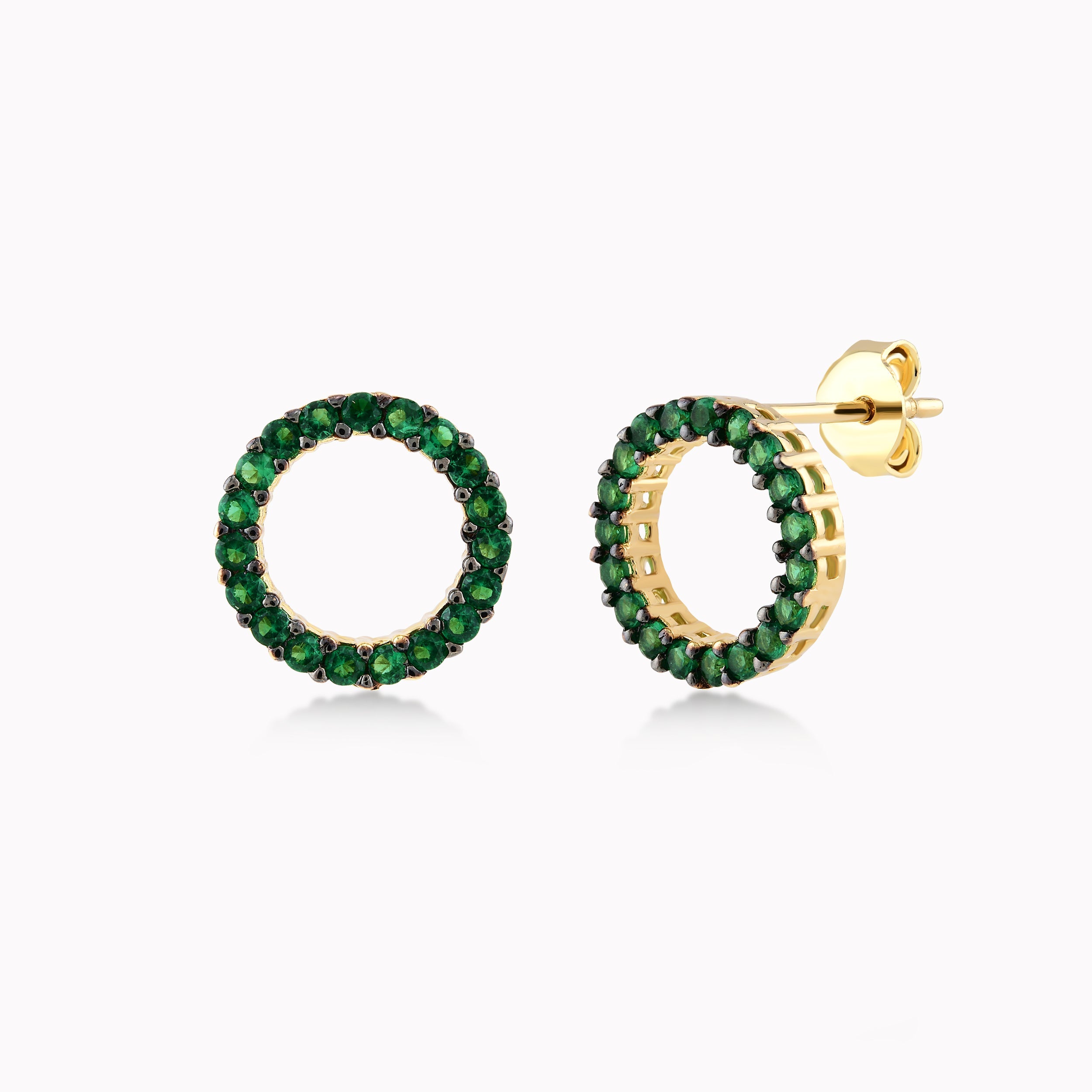 Cercei Aur Galben 14K Cu Zirconiu Verde, Cerc 2.09gr