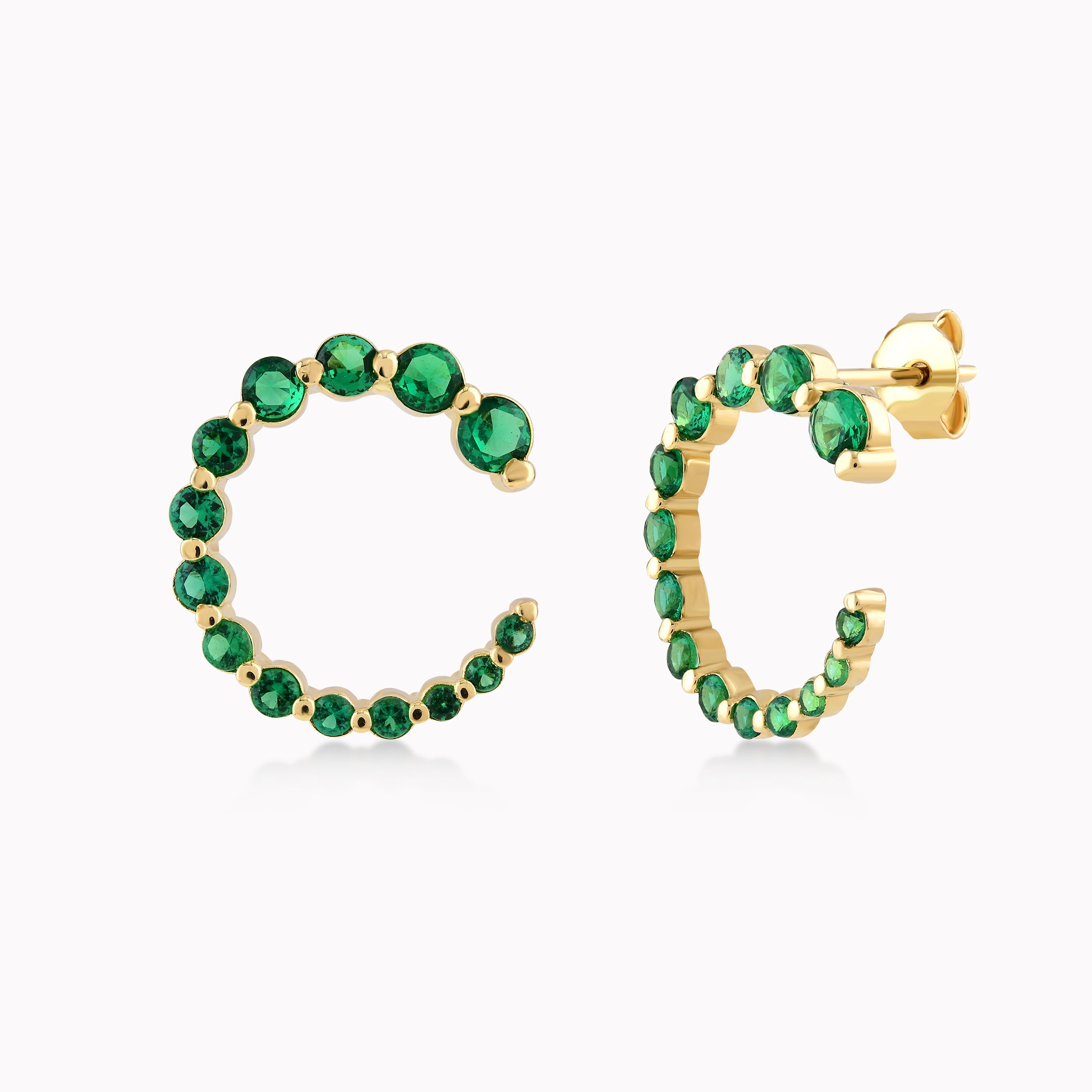Cercei Aur Galben 14K Cu Zirconiu Verde, Semicerc 2.11gr