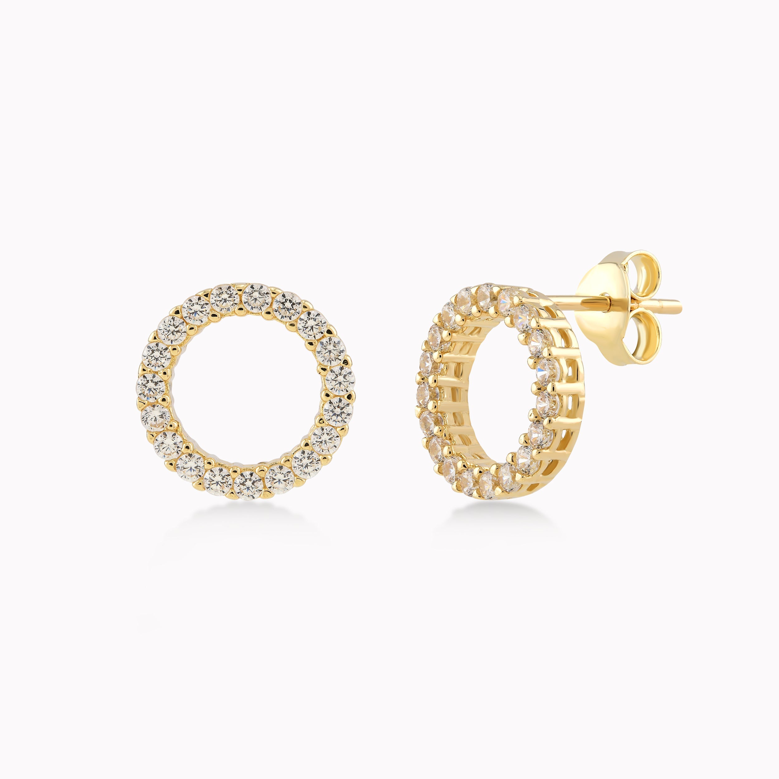 Cercei Aur Galben 14K Cu Zirconiu Alb, Cerc 2.33gr