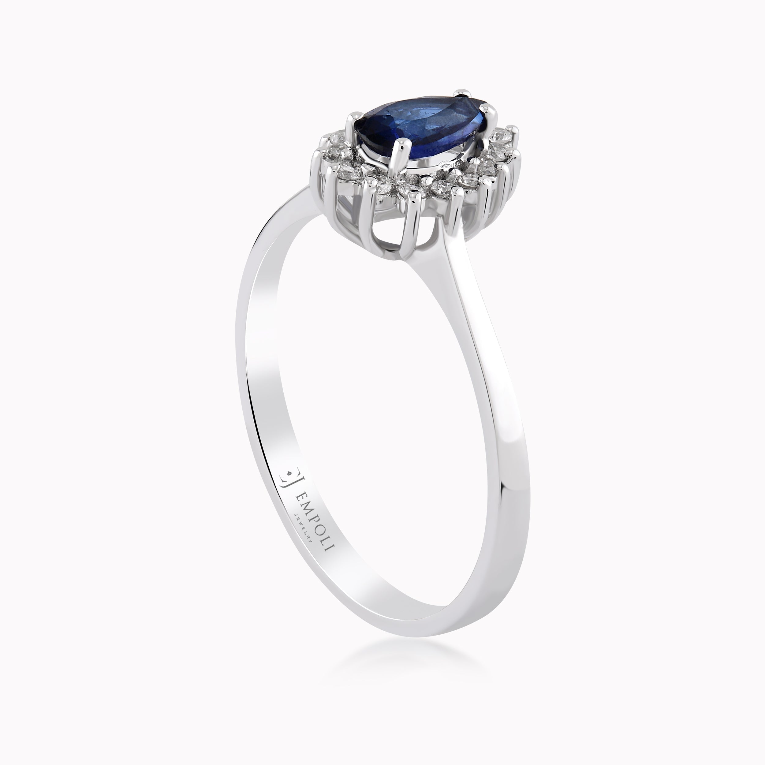 Inel Aur Alb 14K Cu Diamante Si Safir 0.14ct
