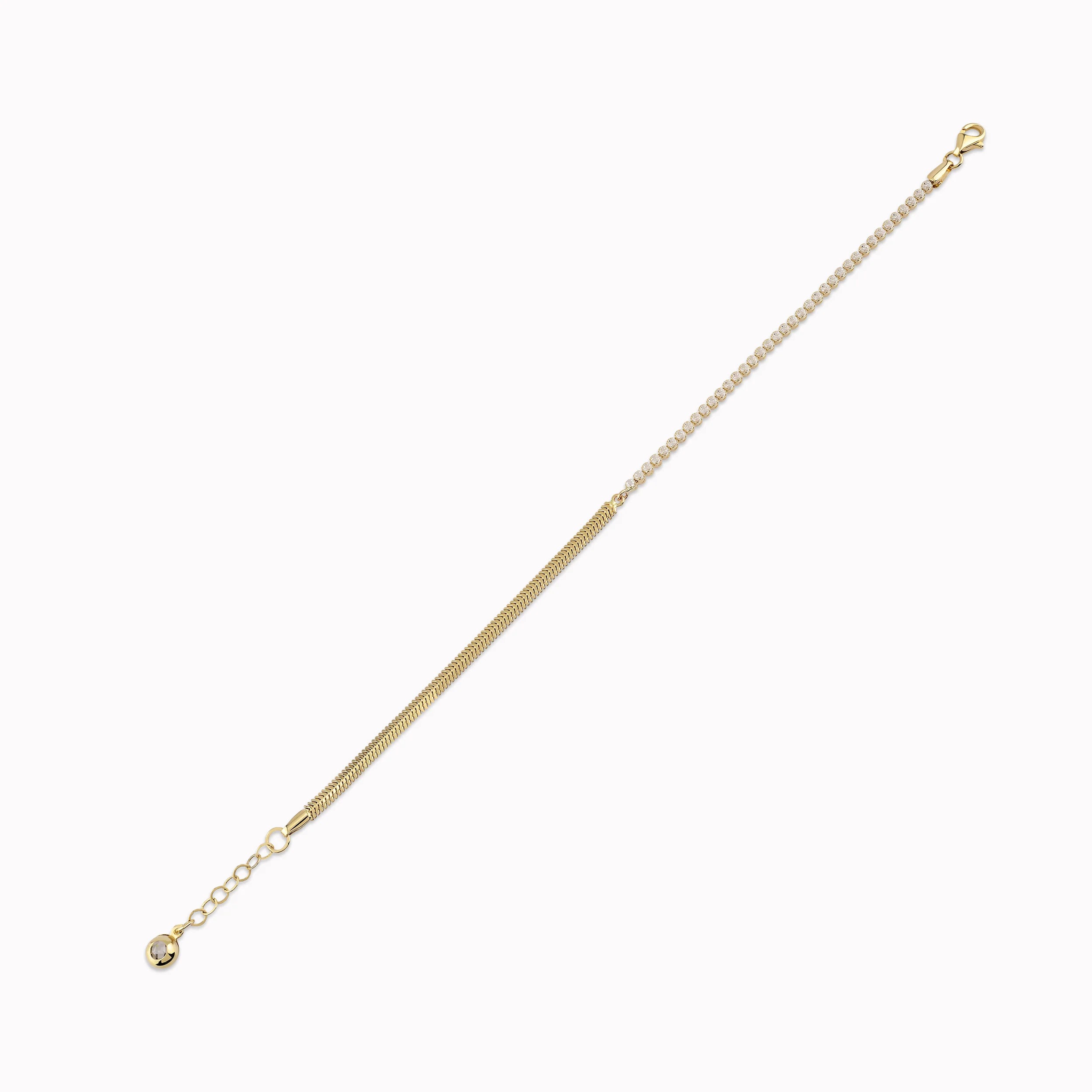 Bratara Aur Galben 14K cu Zirconiu Alb Tennis si Lant 3.64gr