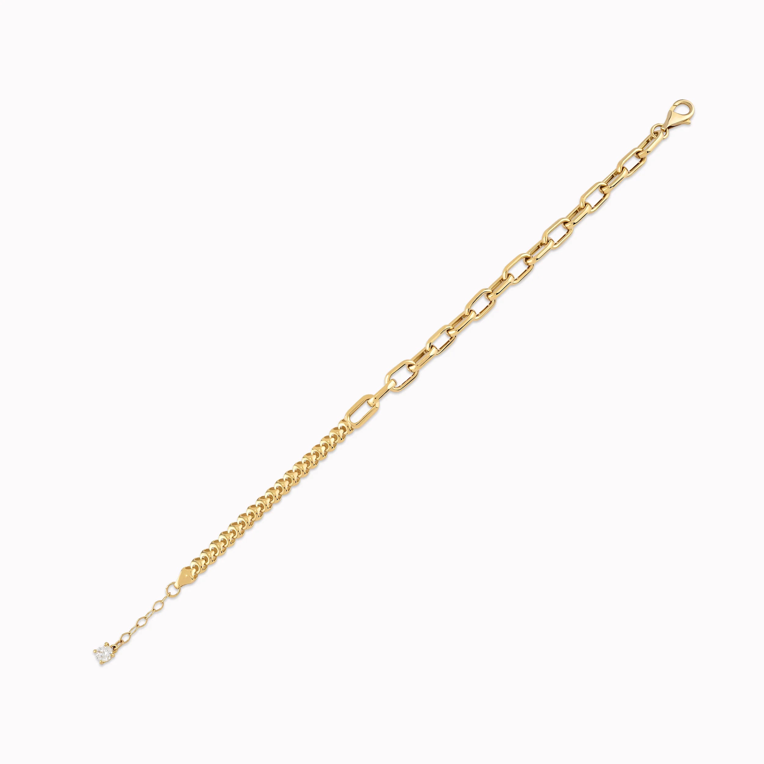 Bratara Aur Galben 14K cu Zirconiu Alb Lant si Zale 6.47gr