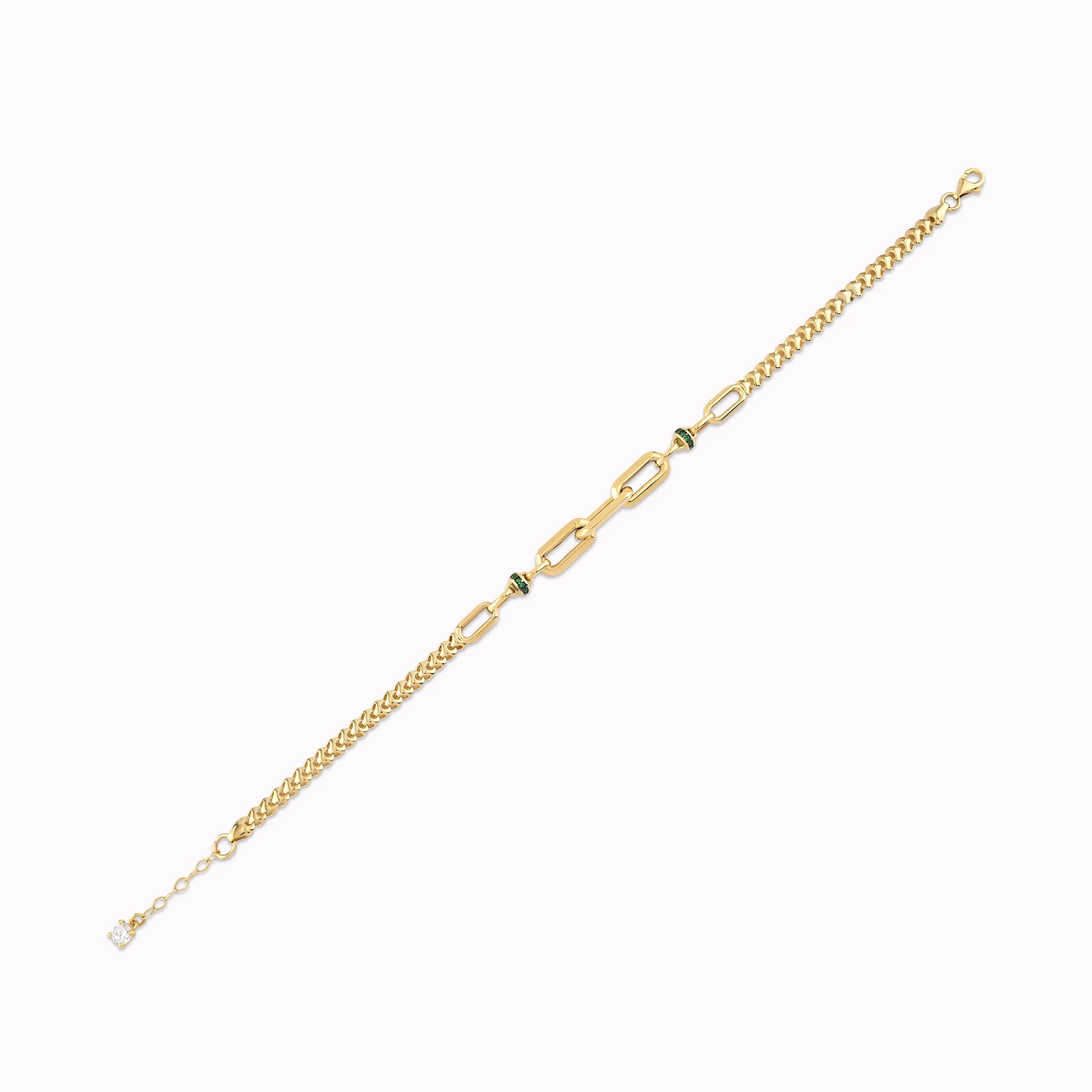 Bratara Aur Galben 14K Stilizata cu Zirconiu Verde 5.66gr
