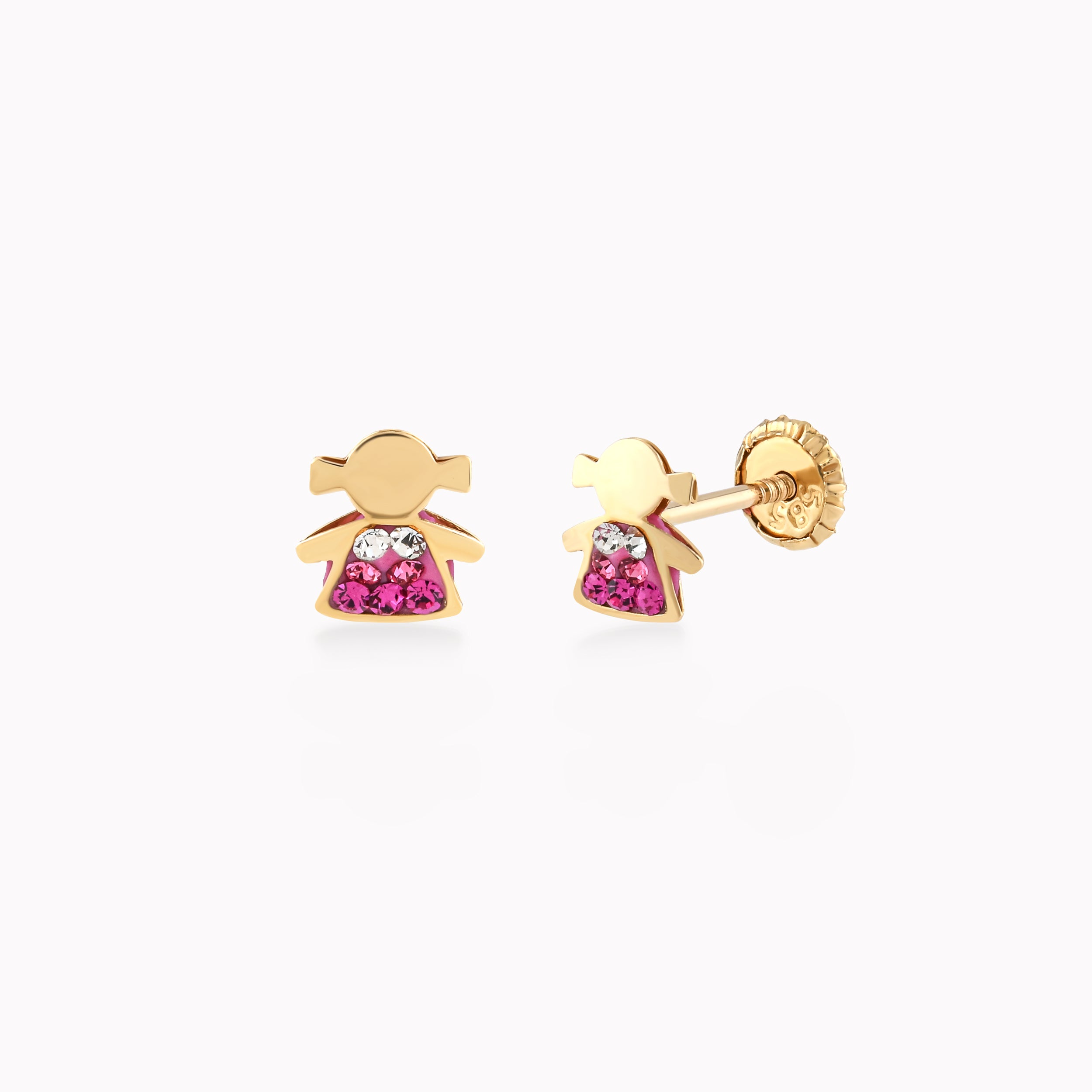 Cercei Aur Galben 14k Cu Zirconiu, Fetita, Protectie 0.40gr