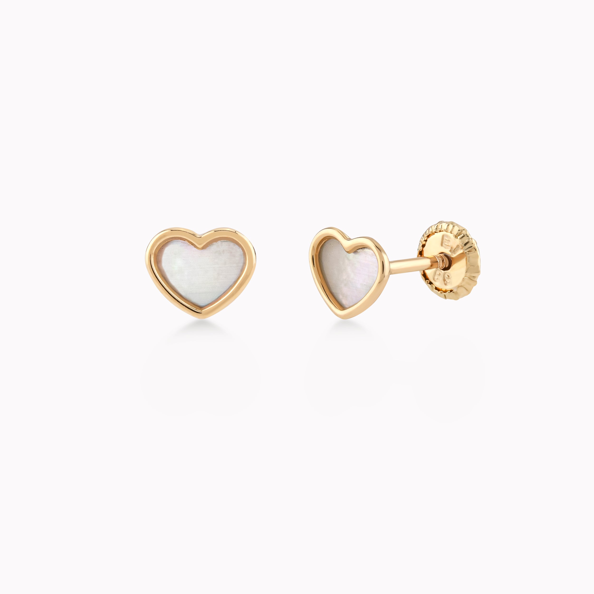 Cercei Aur Galben 14k Cu Sidef, Inima, Protectie 0.27gr