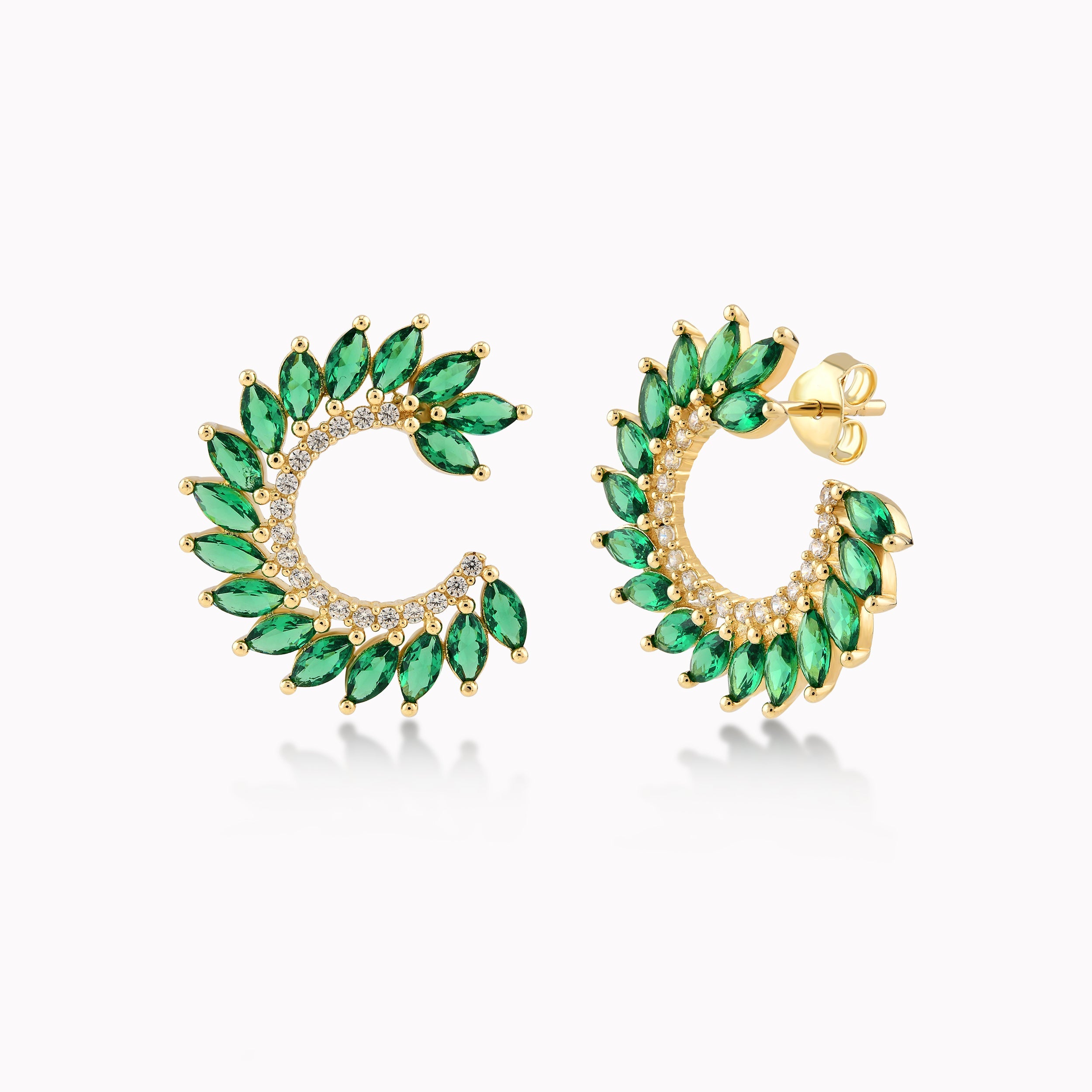 Cercei Aur Galben 14K Cu Zirconiu Verde 3.26gr