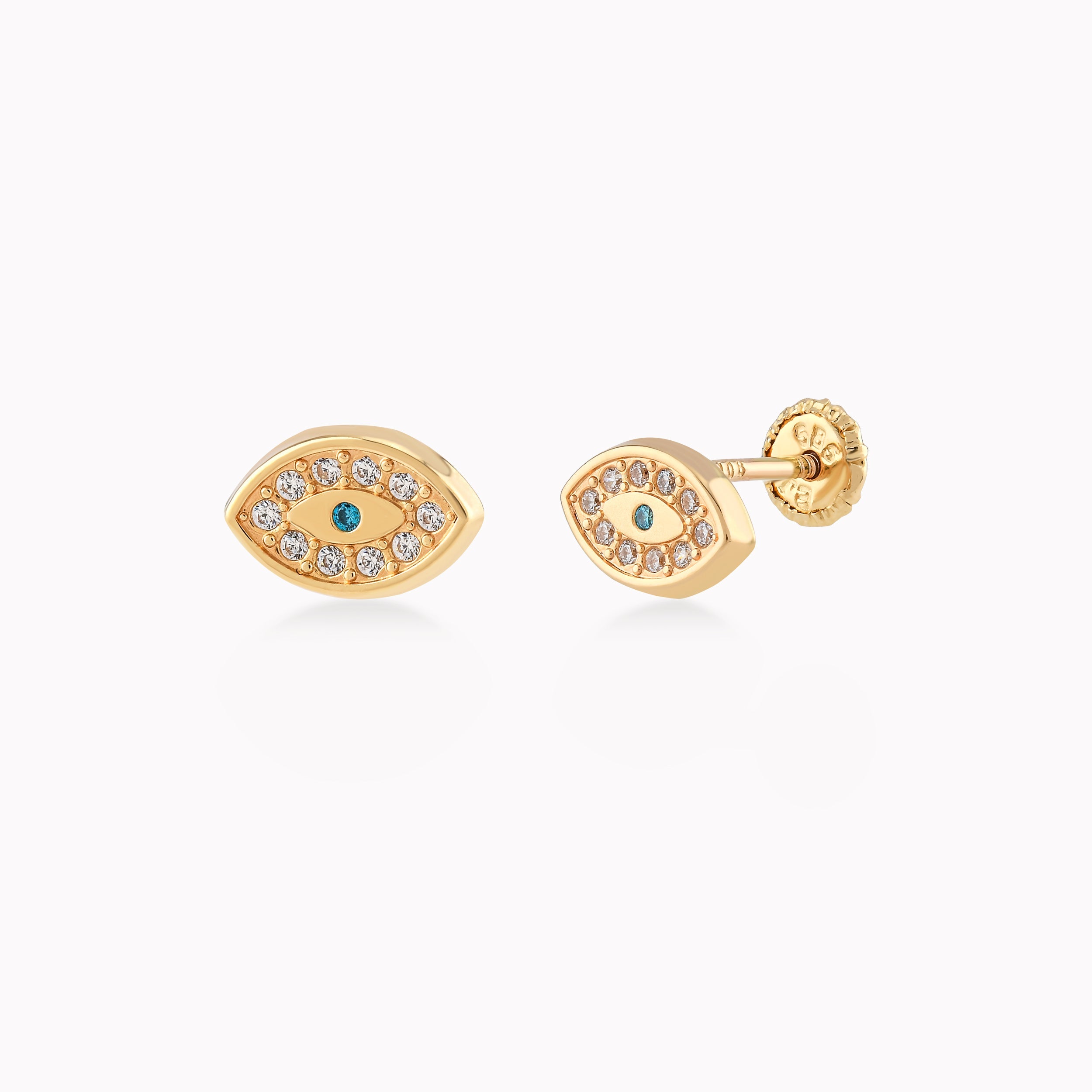 Cercei Aur Galben 14k Cu Zirconiu, Ochi, Protectie 0.33gr