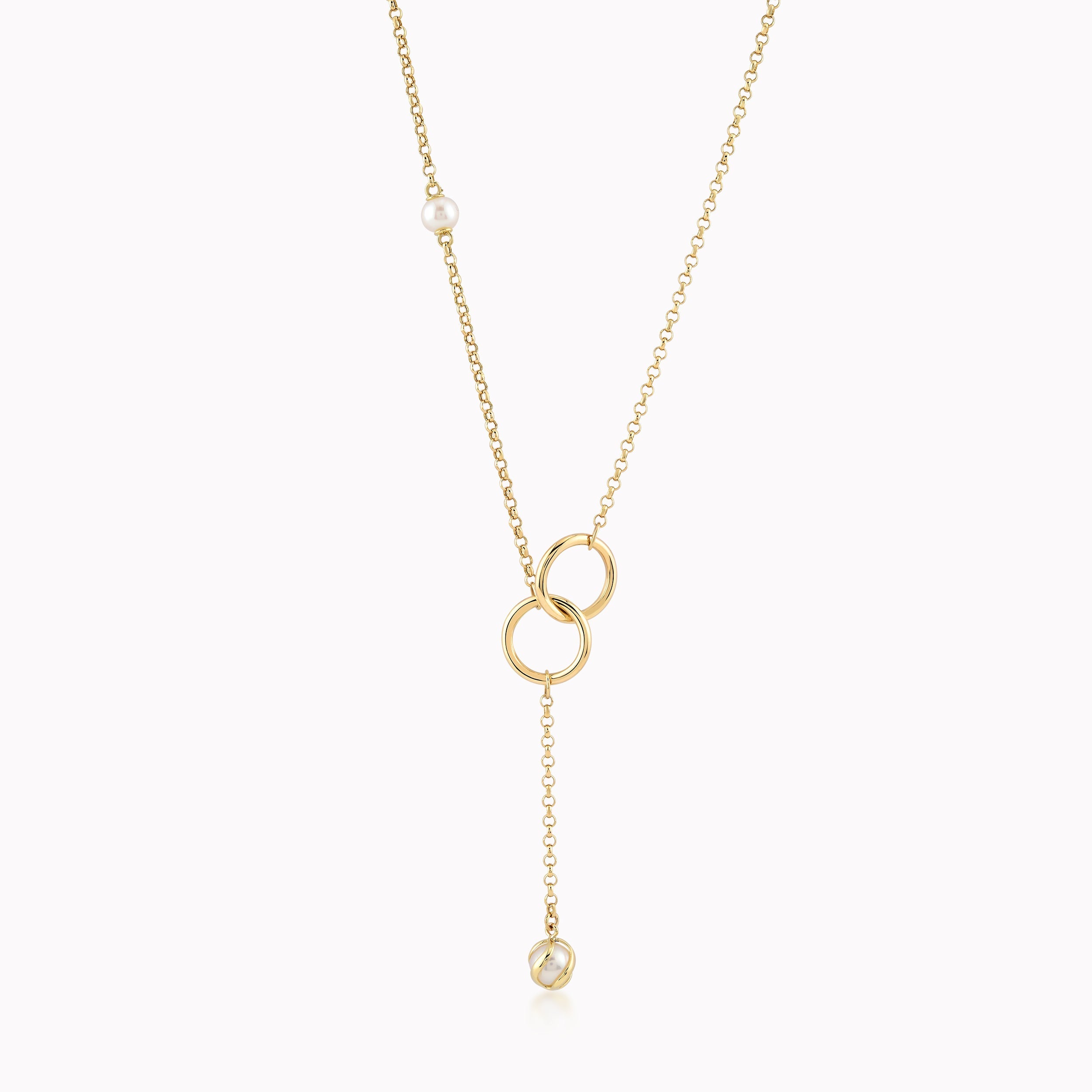 Colier Aur Galben 14K Cu Perla De Cultura Si Cercuri 5.15gr