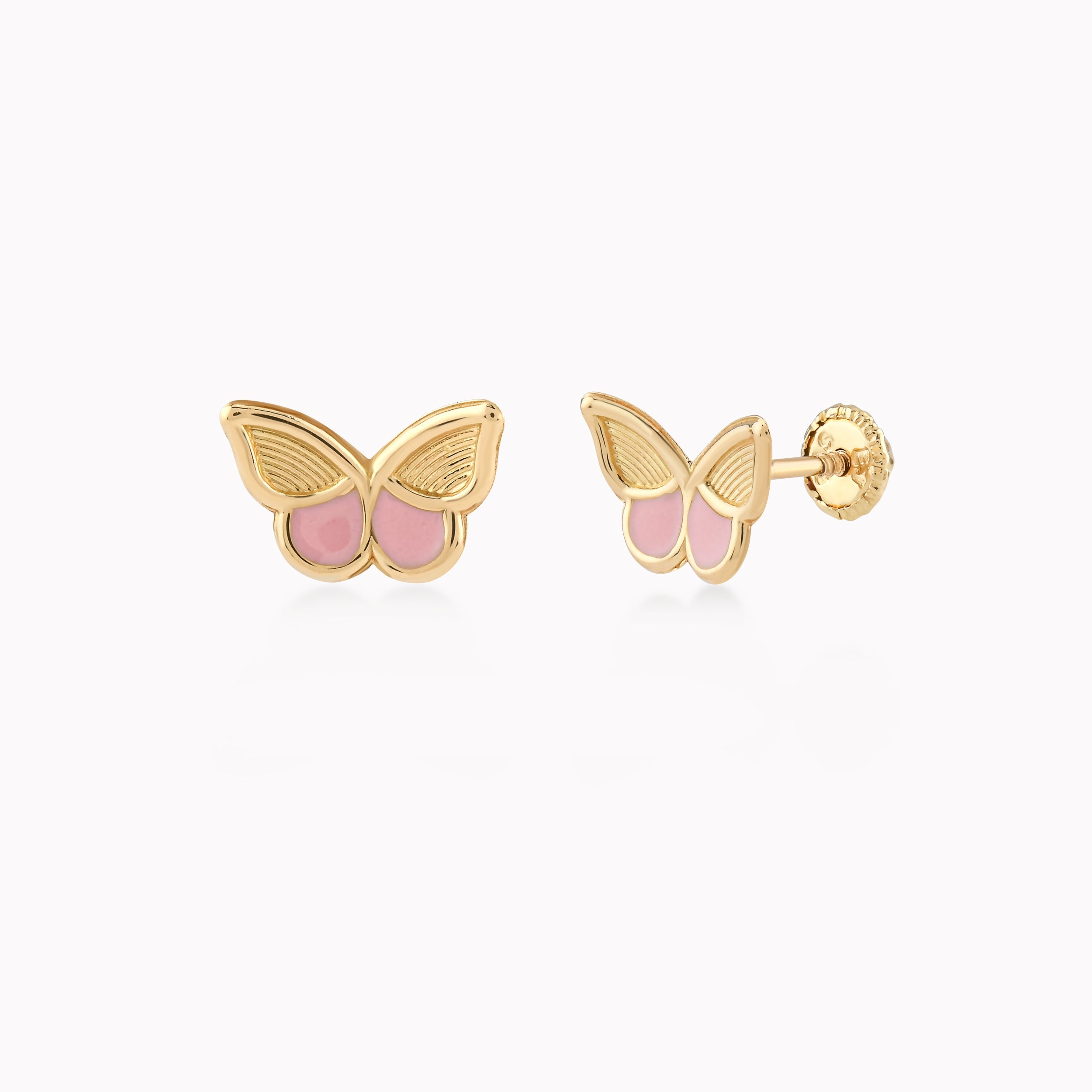 Cercei Aur Galben 14k Cu Email, Fluture, Protectie 0.36gr