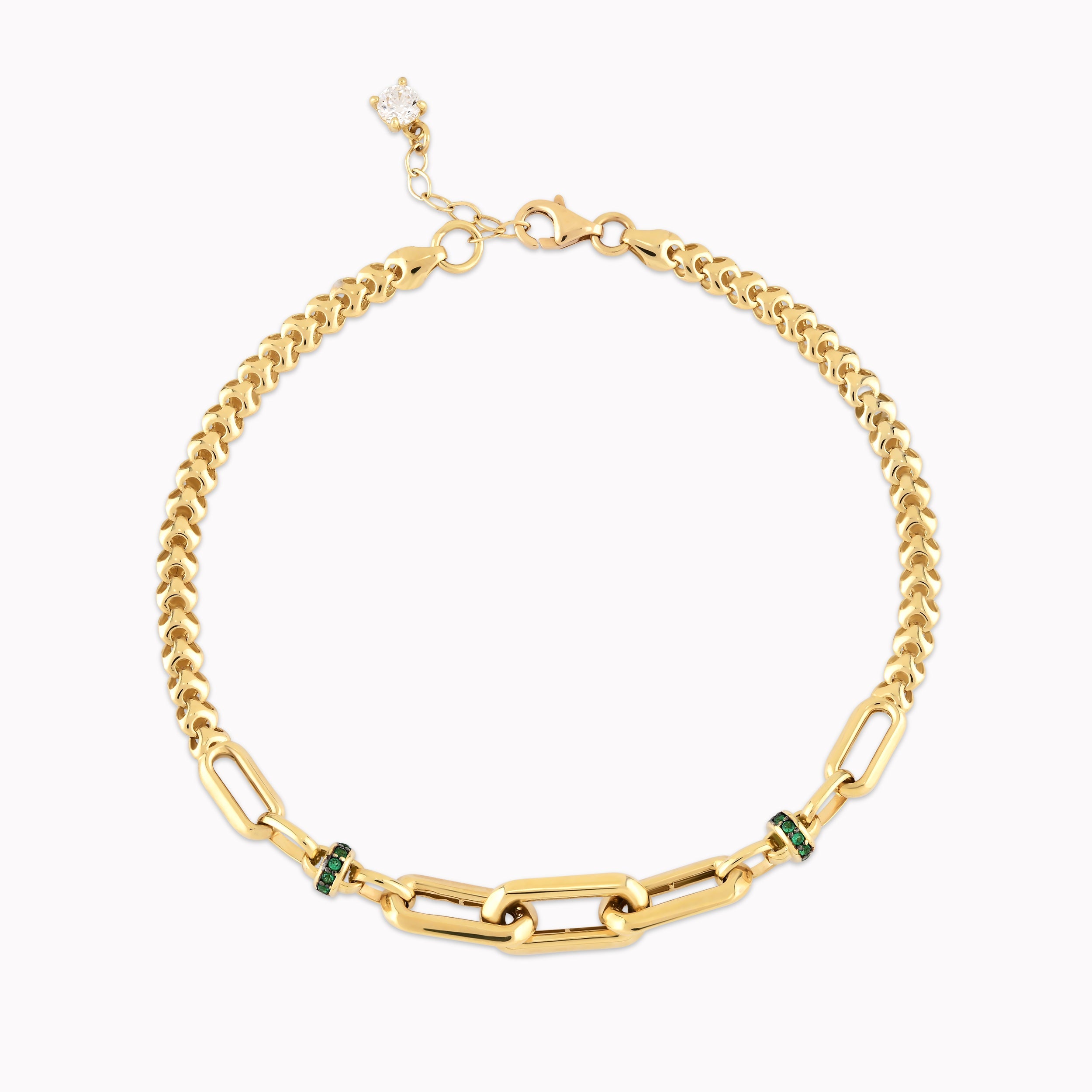 Bratara Aur Galben 14K Stilizata cu Zirconiu Verde 5.66gr