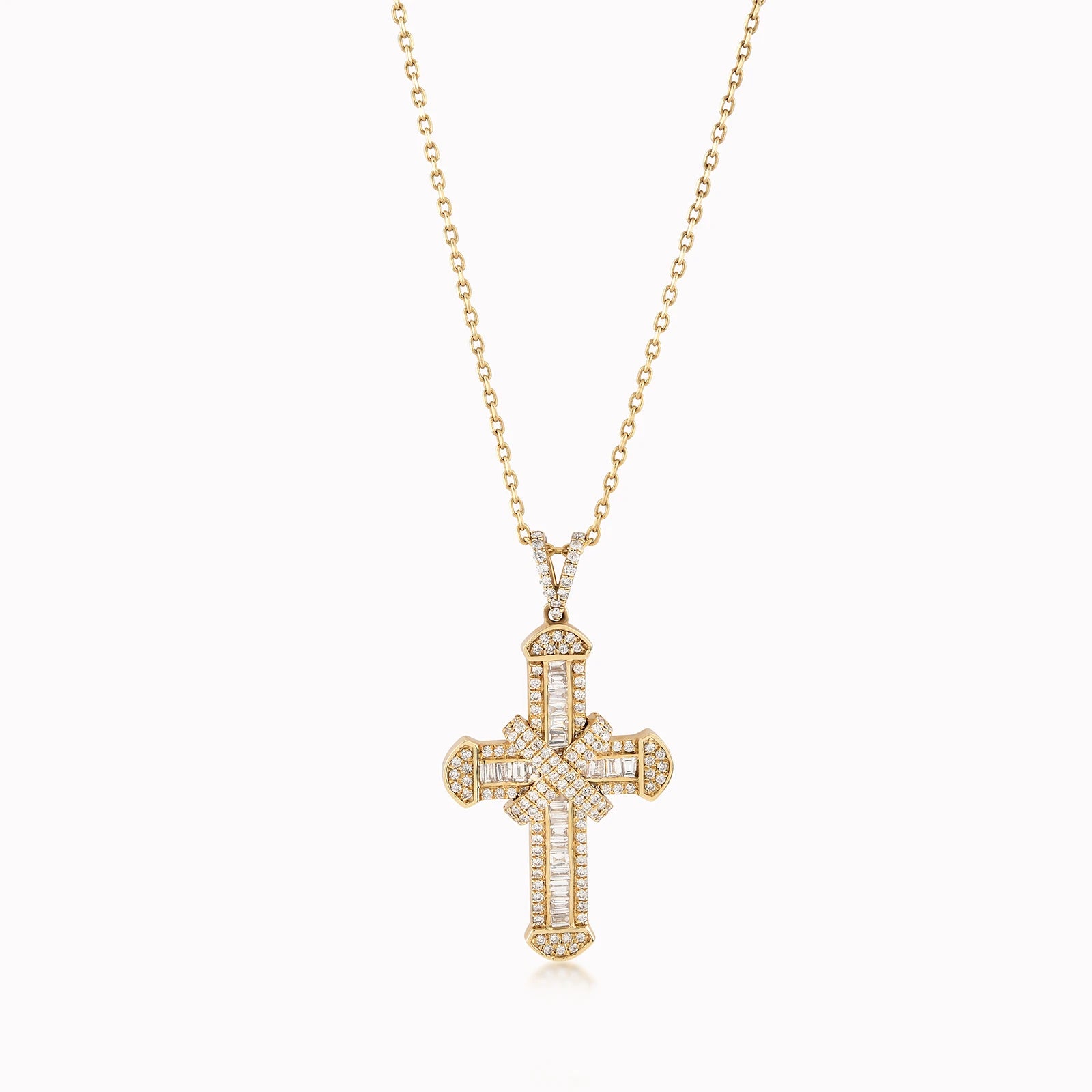 Pandantiv Cruce Aur Galben 14K cu Diamante de 0.80ct