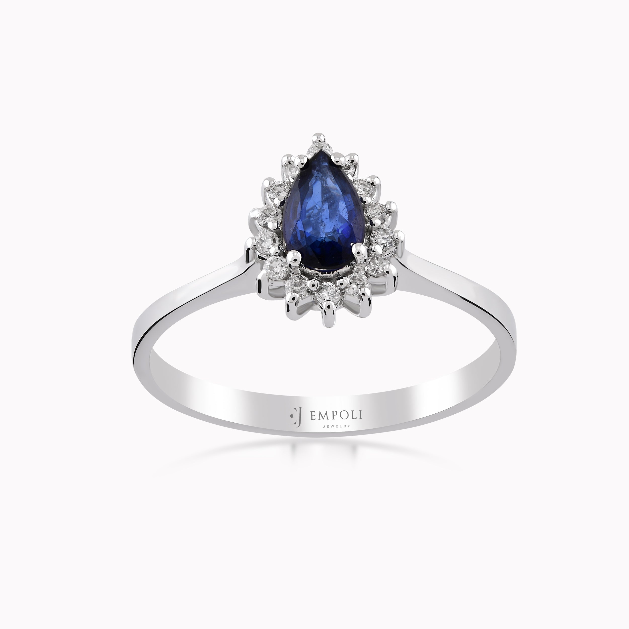 Inel Aur Alb 14K Cu Diamante Si Safir 0.14ct