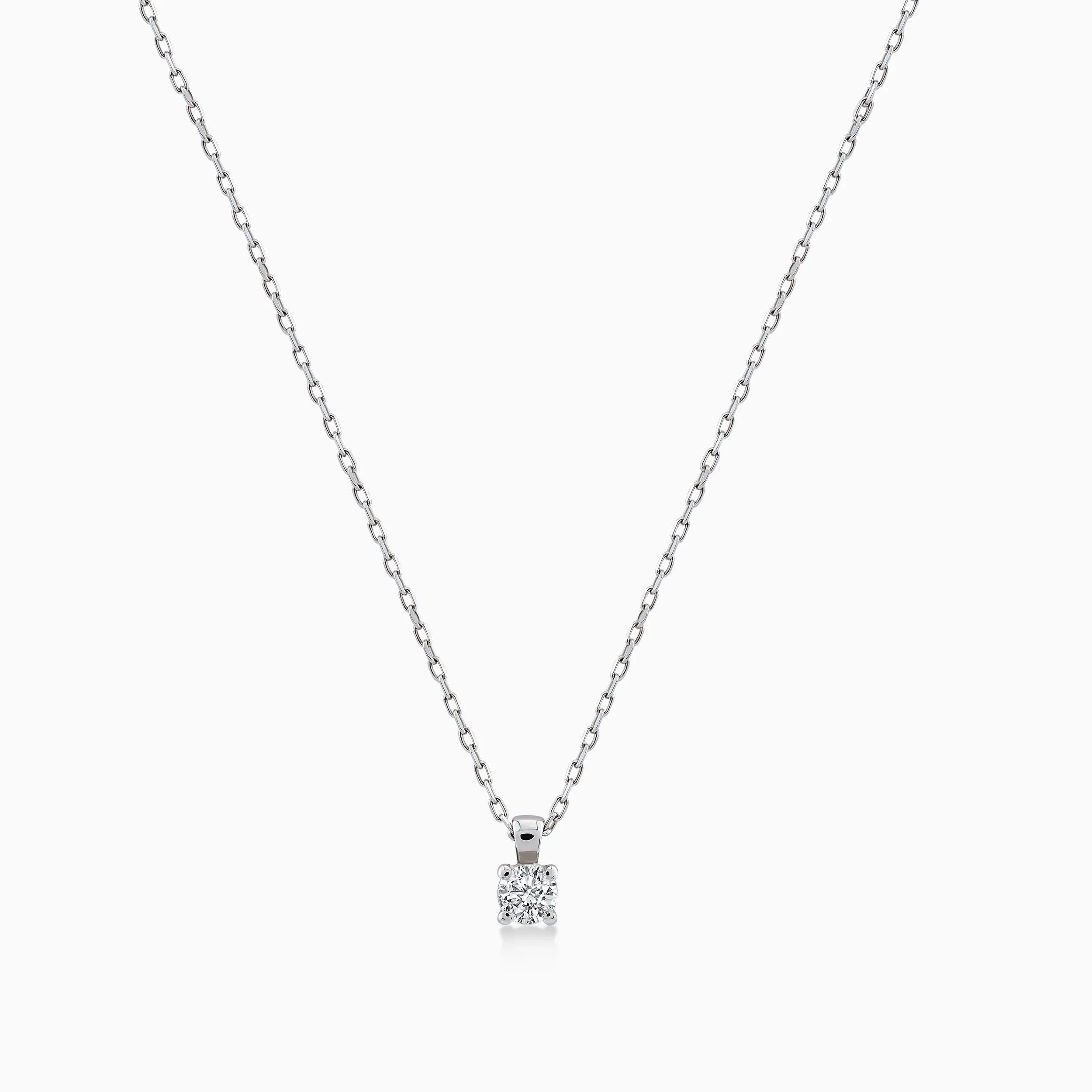 Lant cu Pandantiv Aur Alb 14K cu Diamante 0.20ct